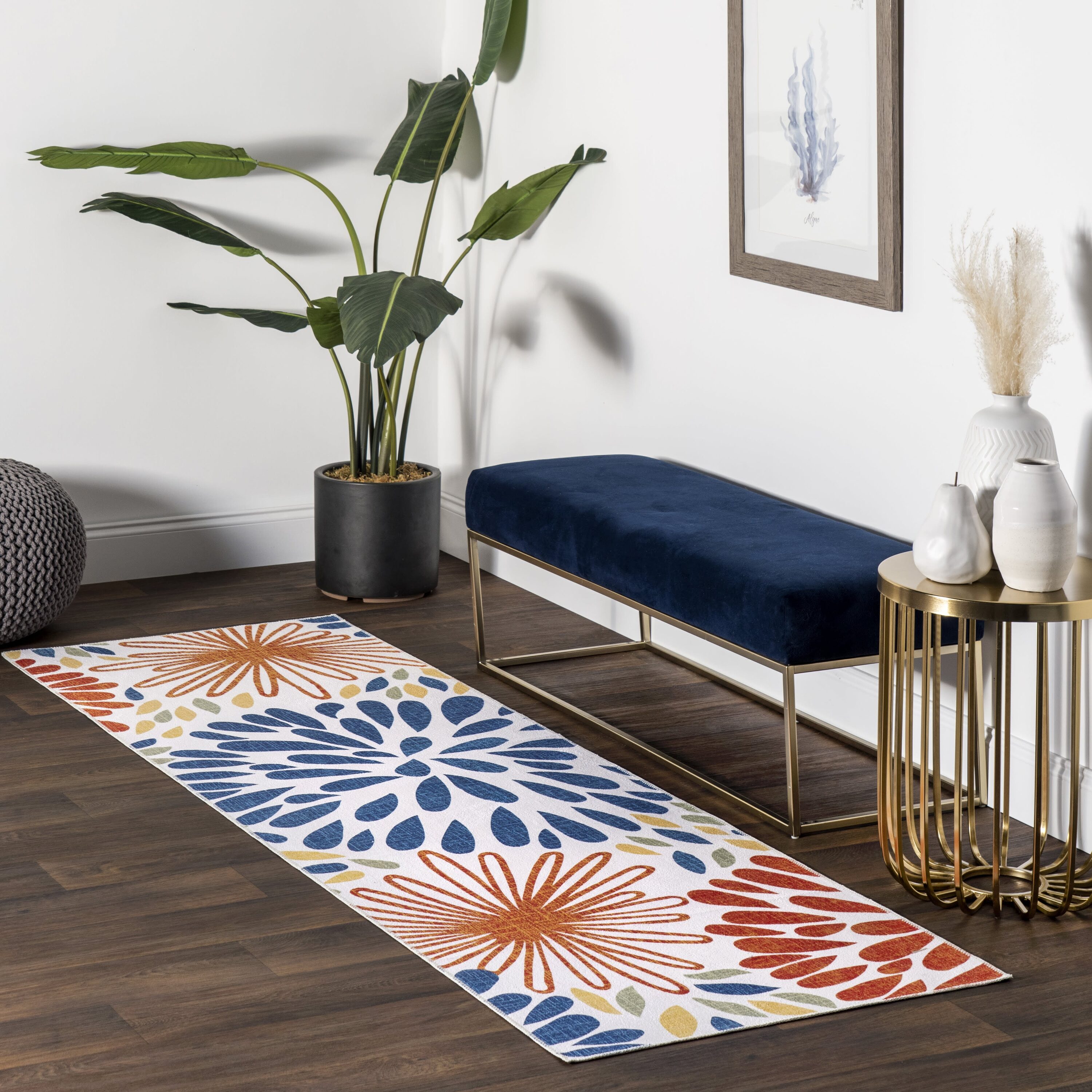 nuLOOM BIRV66A-2608 McEwen 2 x 8 (ft) Loomed Polyester Multicolor Rectangular Indoor Floral/Botanical Machine washable Runner rug