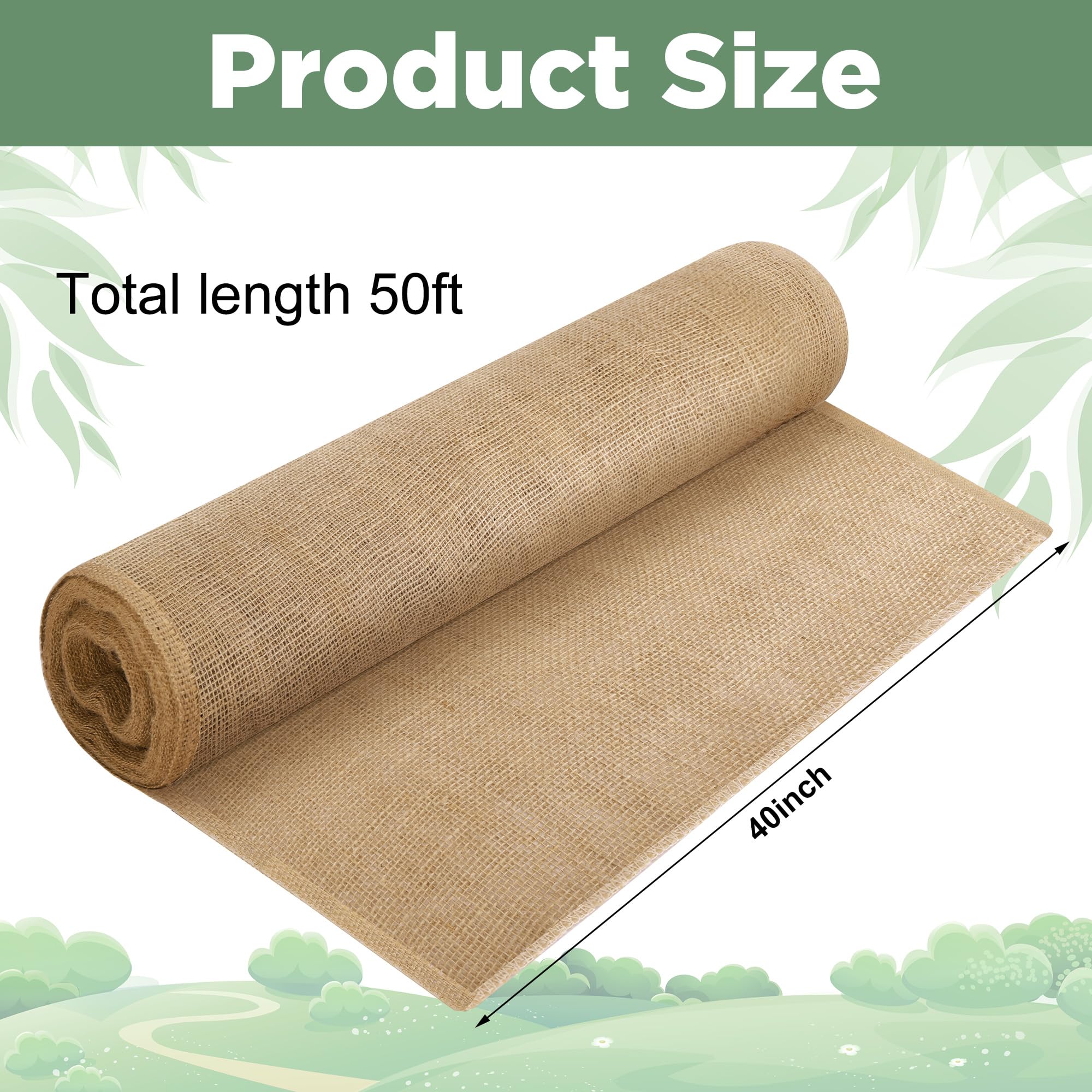 Adrinfly Extra Large 50 Ft by 40 Inch Natural Burlap Fabric Roll Tree ...