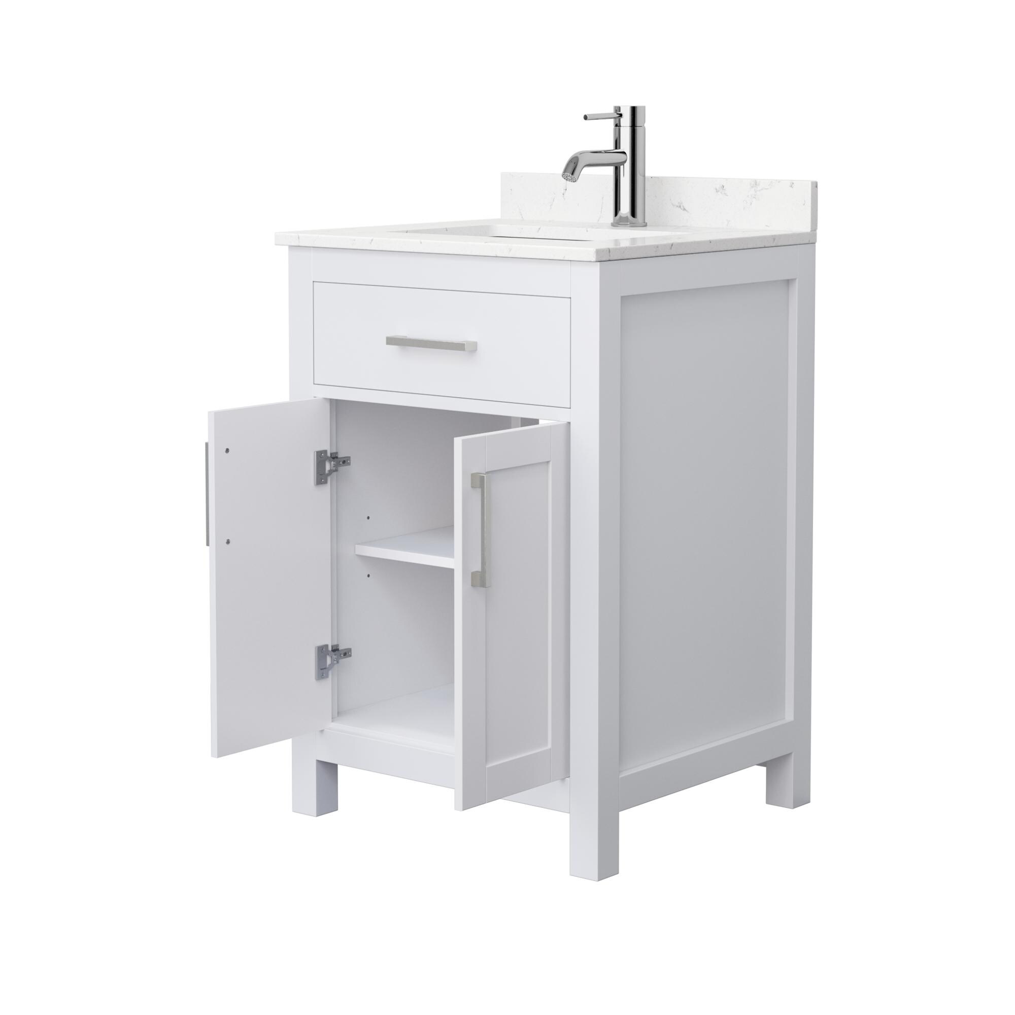 Beckett 24" White Freestanding Single Bathroom Vanity with Carrara Marble Top