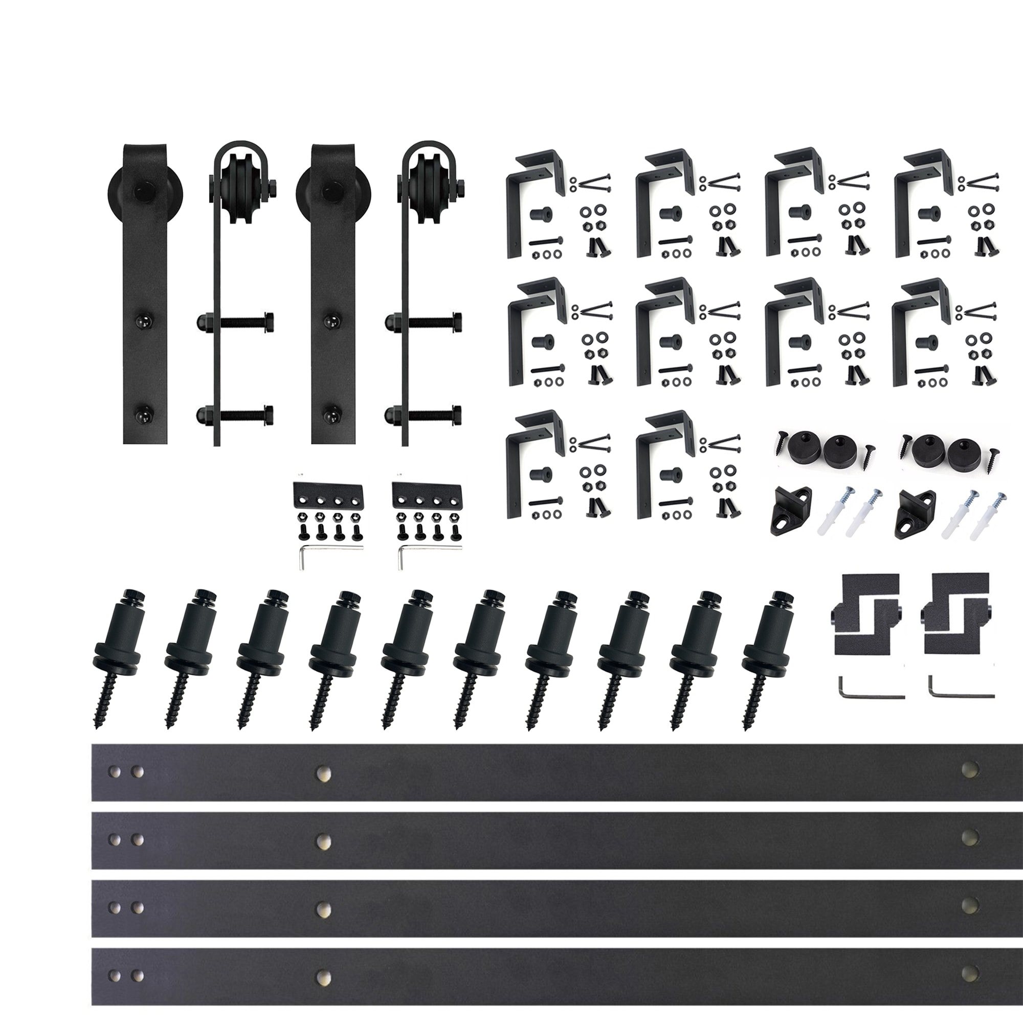 HOMACER 168-in Rustic Black Indoor J-strap Double Bypass Barn Door Hardware Kit YT4TGH168C Sansujyuku sansujyuku.com