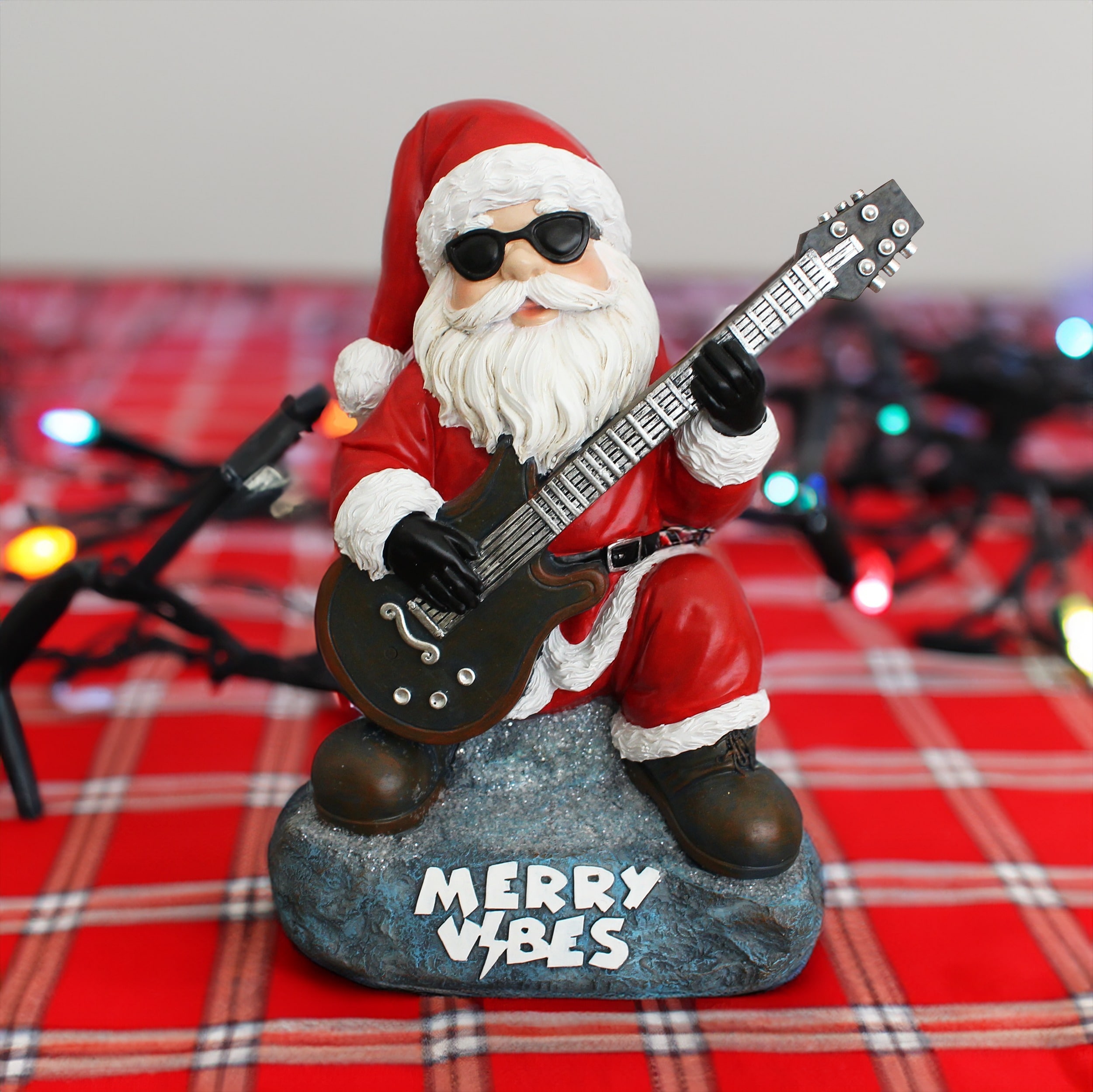 OrnamentallyYou Merry Vibes Rockstar Santa Christmas Figurine 10
