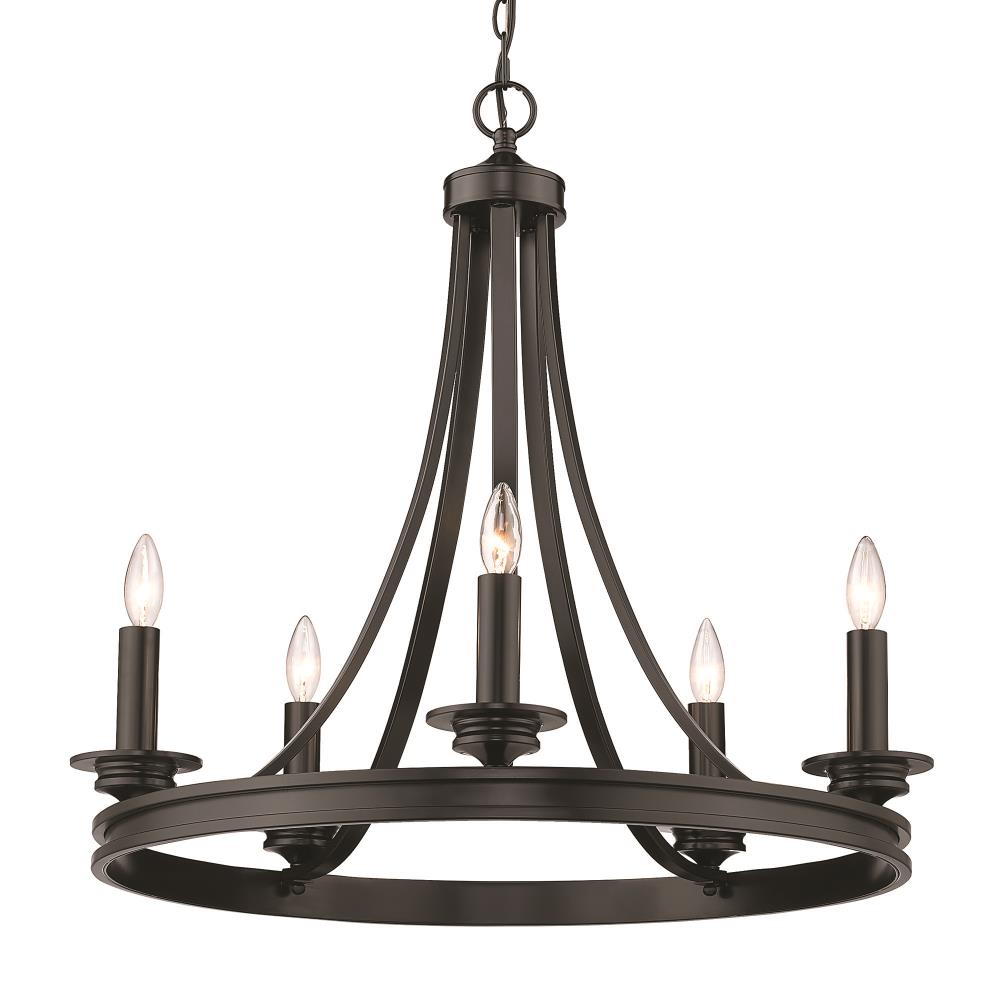 Golden Lighting 3863-5 BLK Saldano 5 -Light Matte Black Transitional For Use in Dining Rooms, Kitchens, Living Rooms Chandelier