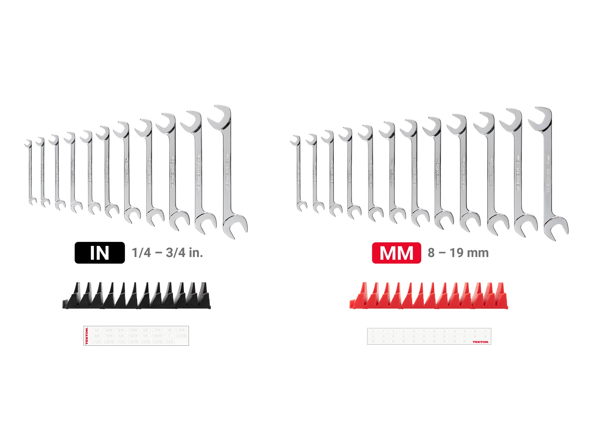 TEKTON 23-Piece Set (Sae) And Metric Angle Open End Wrench Includes ...