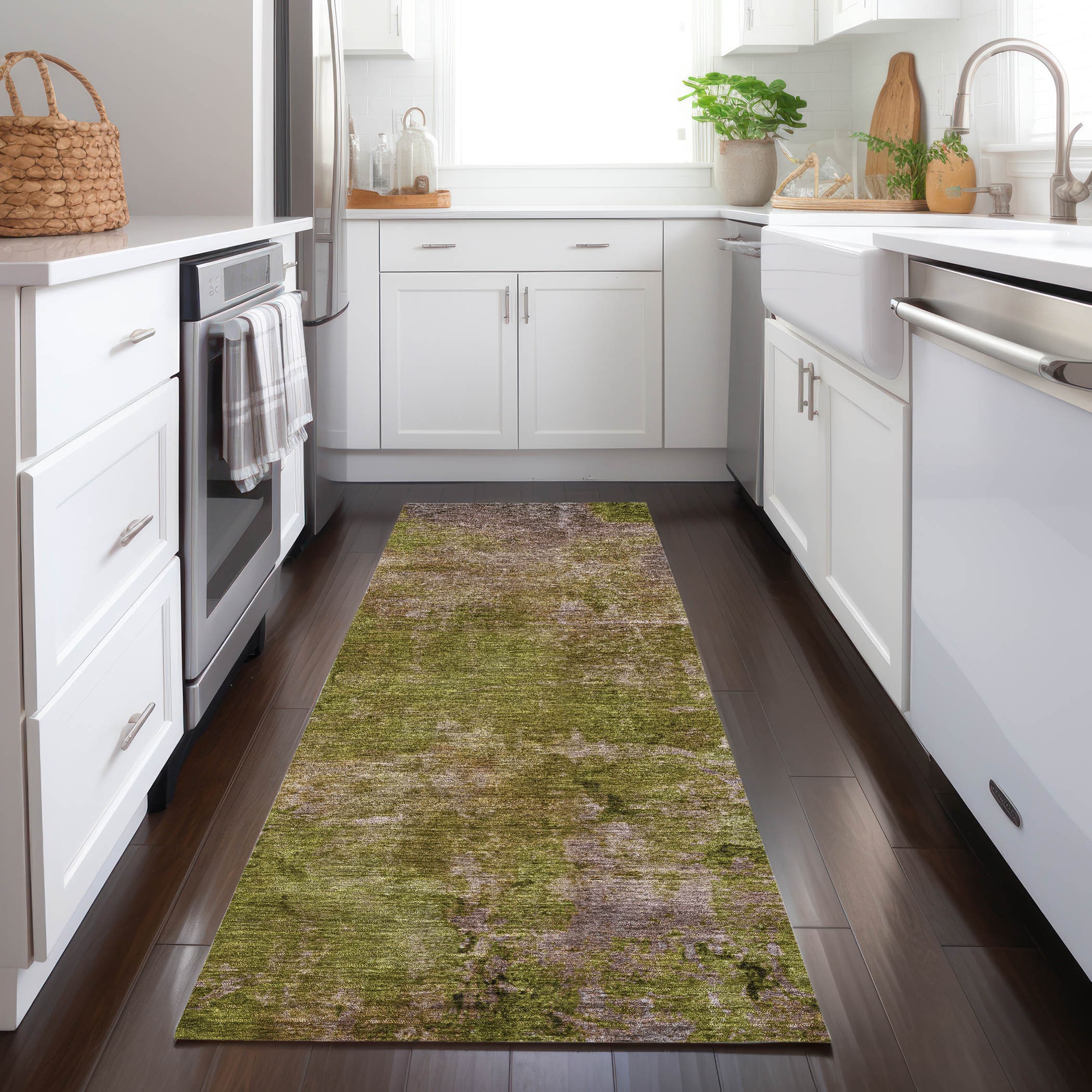 Addison Rugs ACN1288GE2X8 Chantille ACN1288GE 2 x 7 (ft) Polyester Green Rectangular Indoor/Outdoor Geometric Machine washable Runner rug
