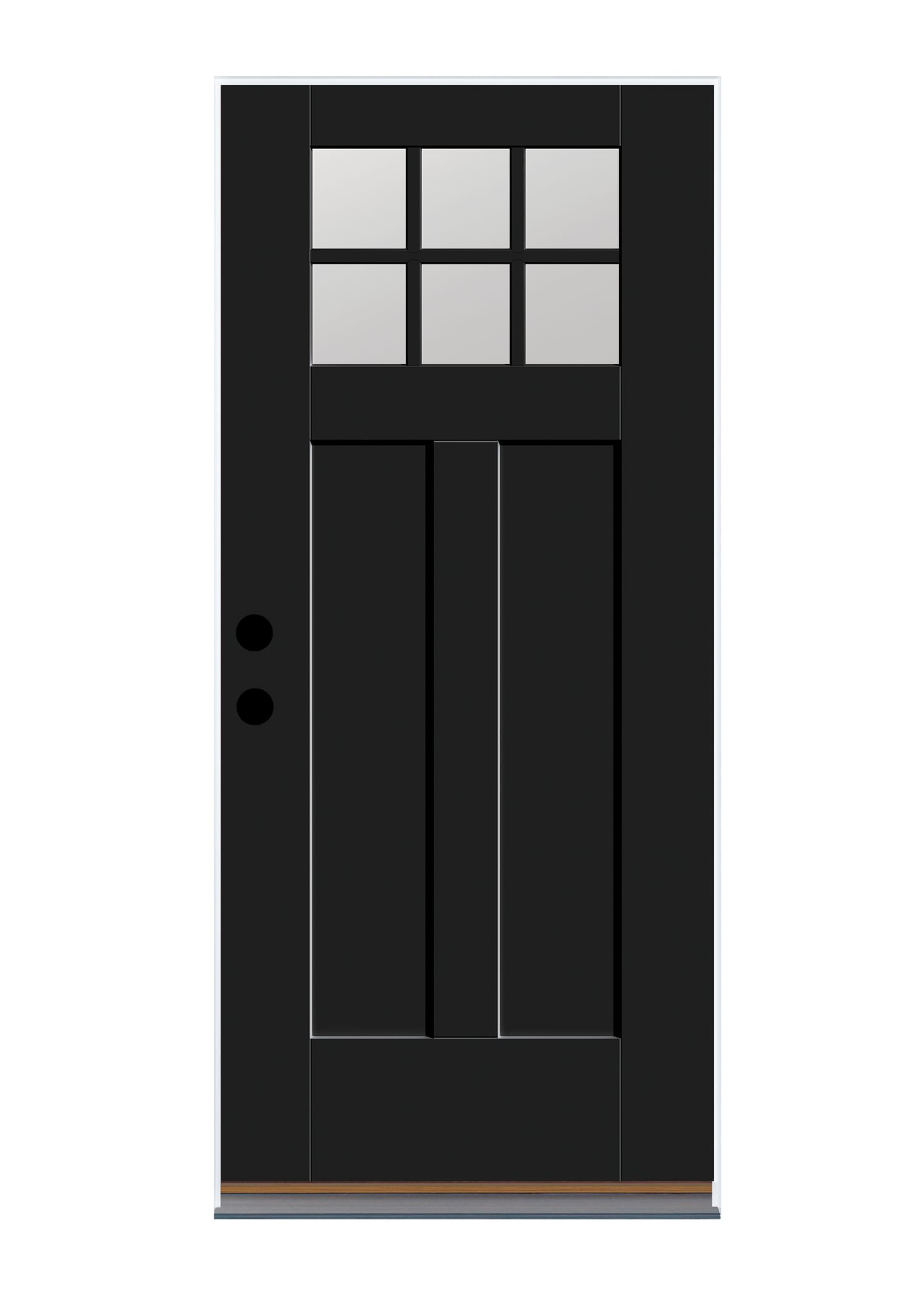 Therma-Tru Benchmark Doors 32-in x 80-in Fiberglass Craftsman Right-Hand  Inswing Black Painted Single Front Door Insulating Core Lowes.com
