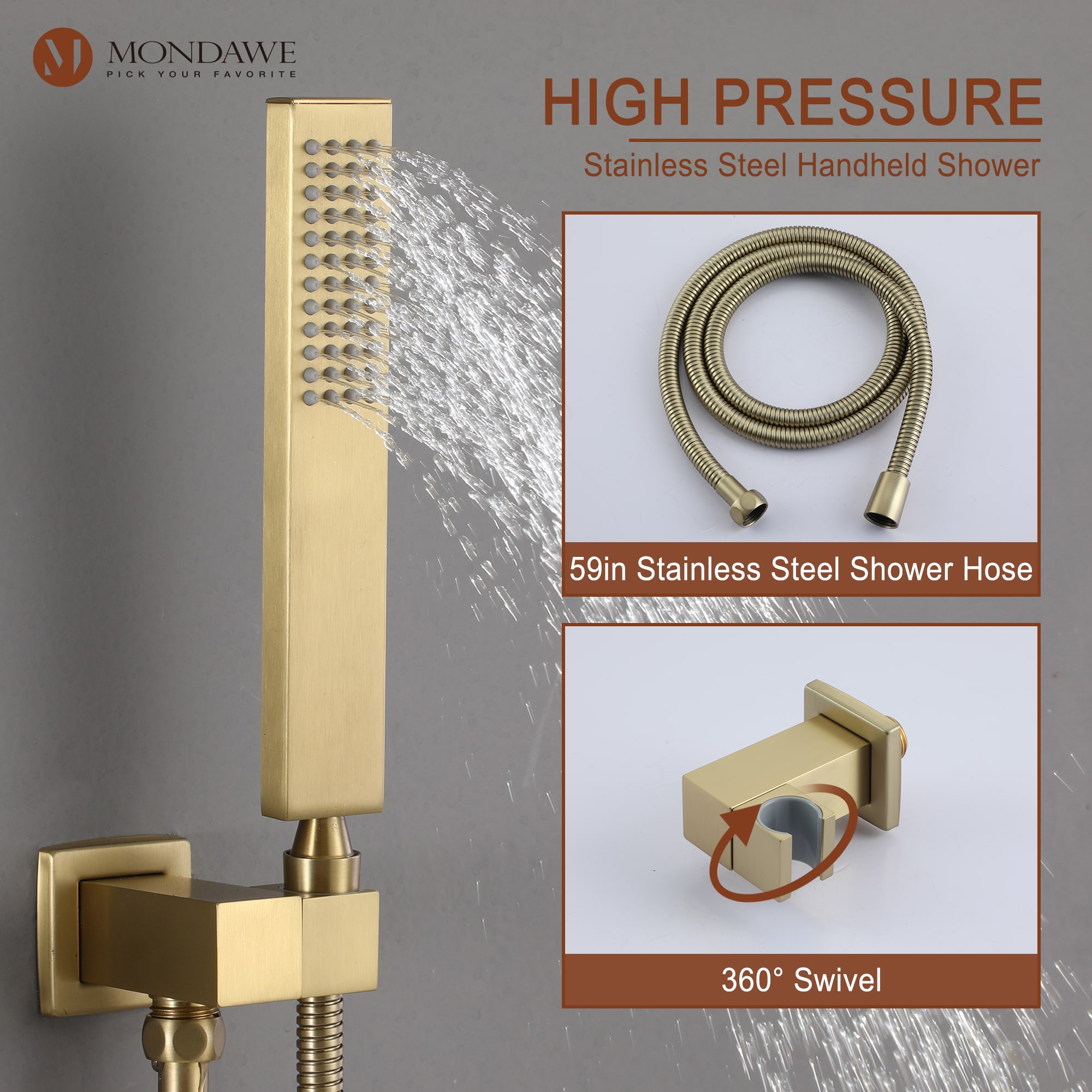 Mondawe MD-SMD09BG Showerhead-Bar-Panels - View #4