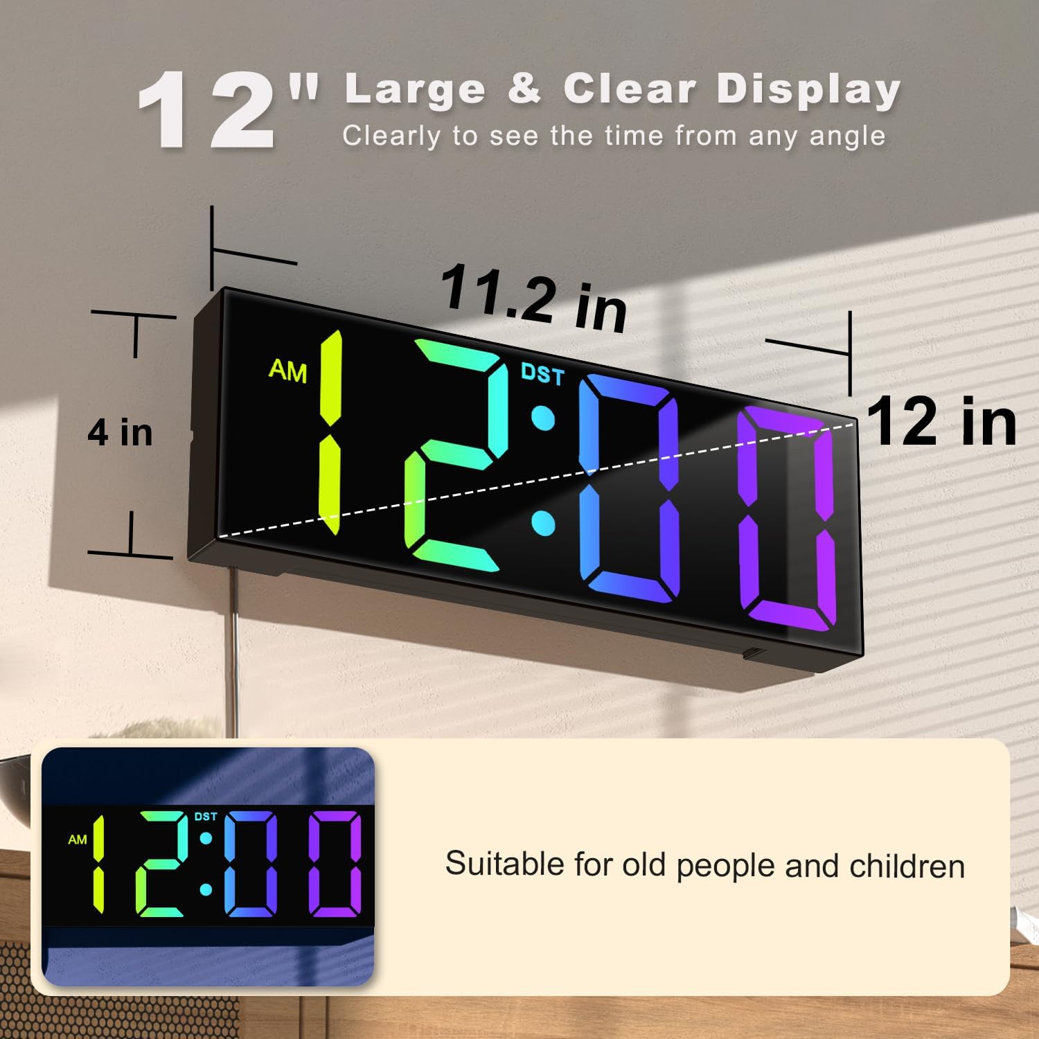 JALL PH05-12-BLA Indoor-Outdoor-Clocks - View #2