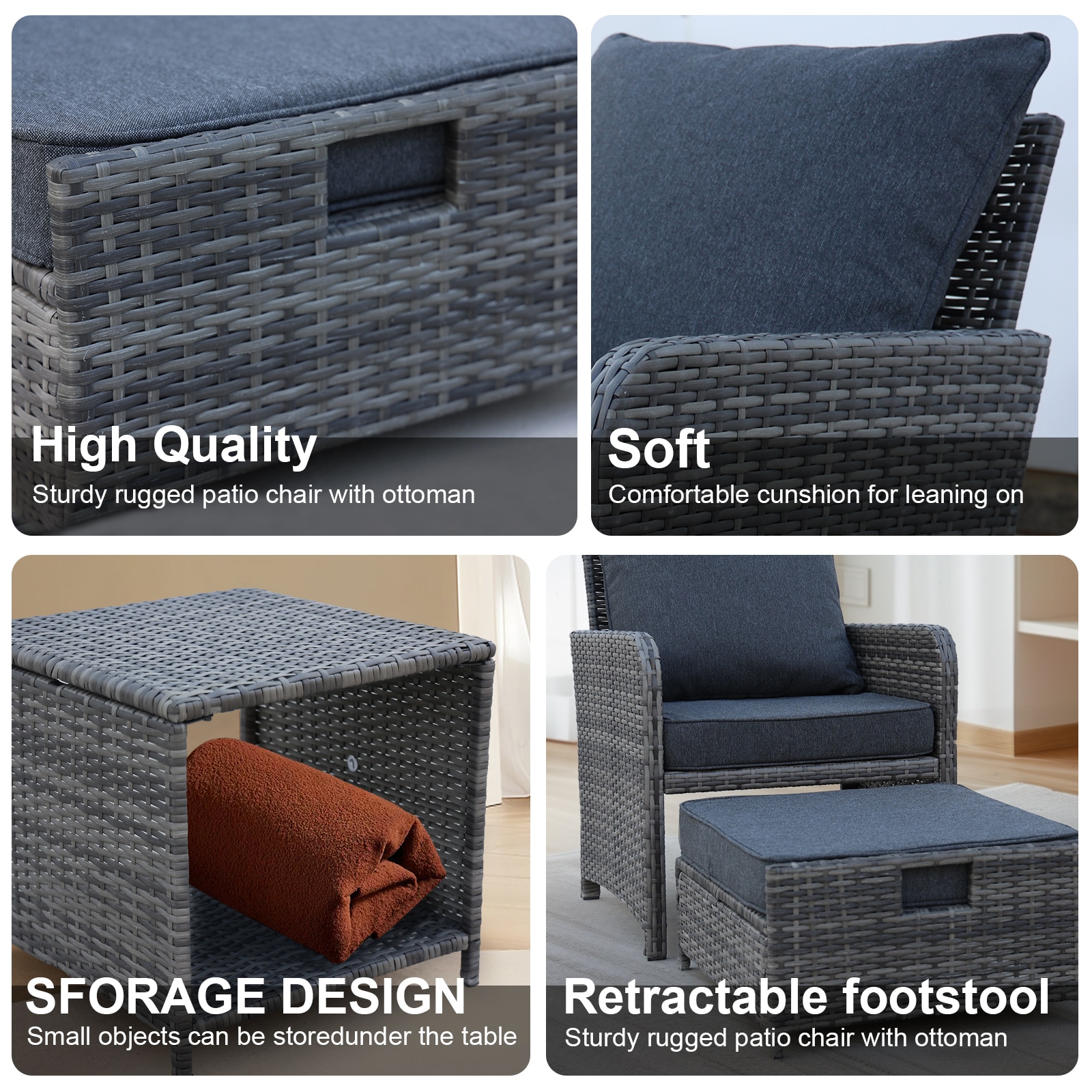 CASAINC WFEHAC-01-WH-2S Patio-Conversation-Sets - View #6