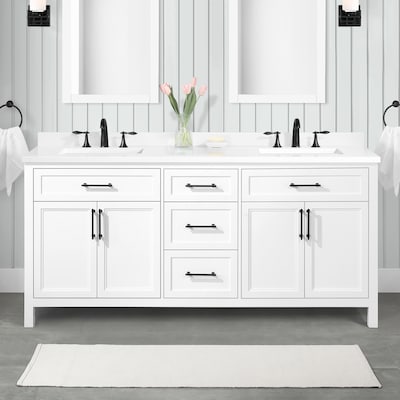 Allen Roth Brinkhaven 72 In White, How Big Of A Mirror For 72 Inch Vanity