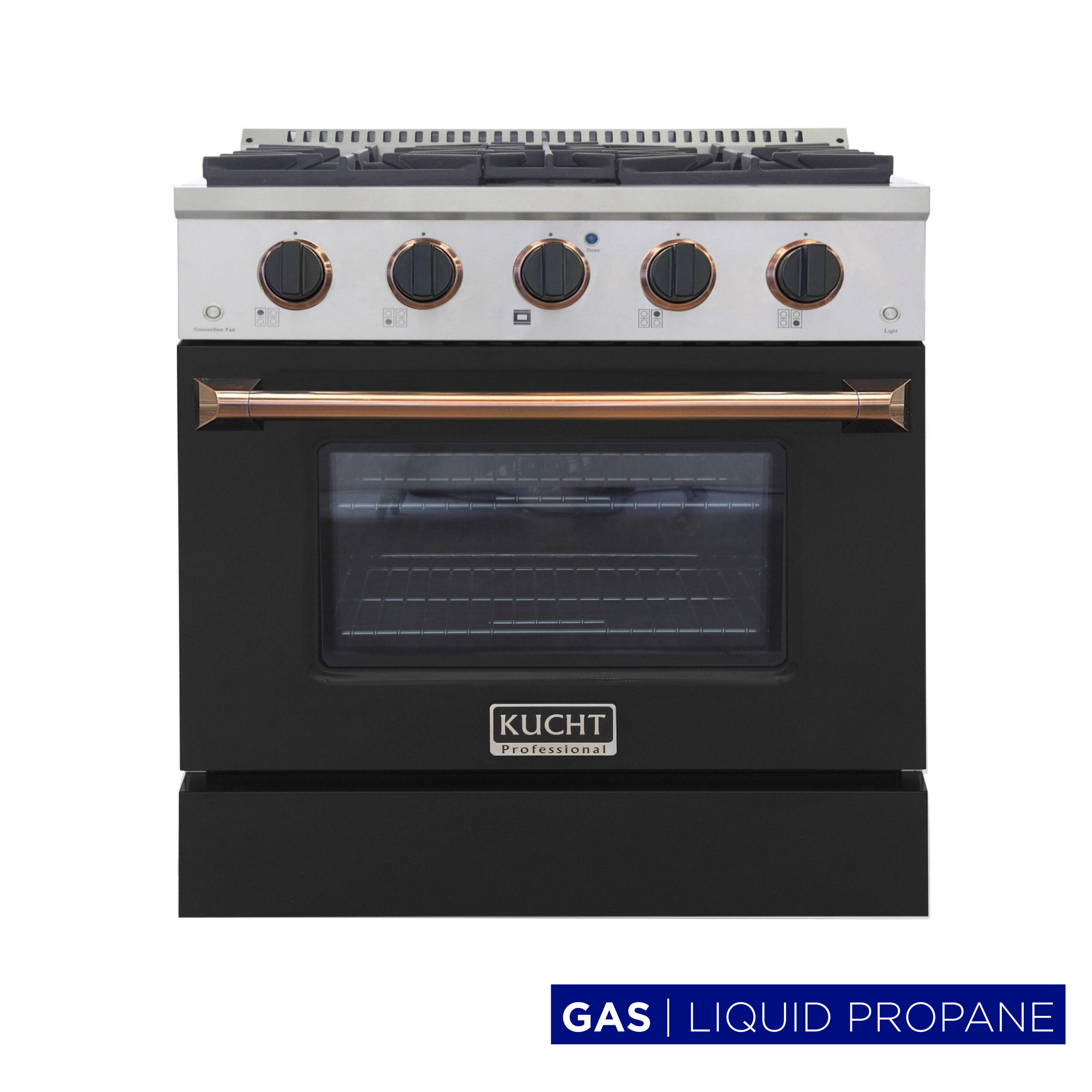 Kucht KNG301/LP-K-ROSE KNG 30-in 4 burners 4.2-cu ft Convection Oven Freestanding Liquid Propane Gas Range ( Black Rose Gold )