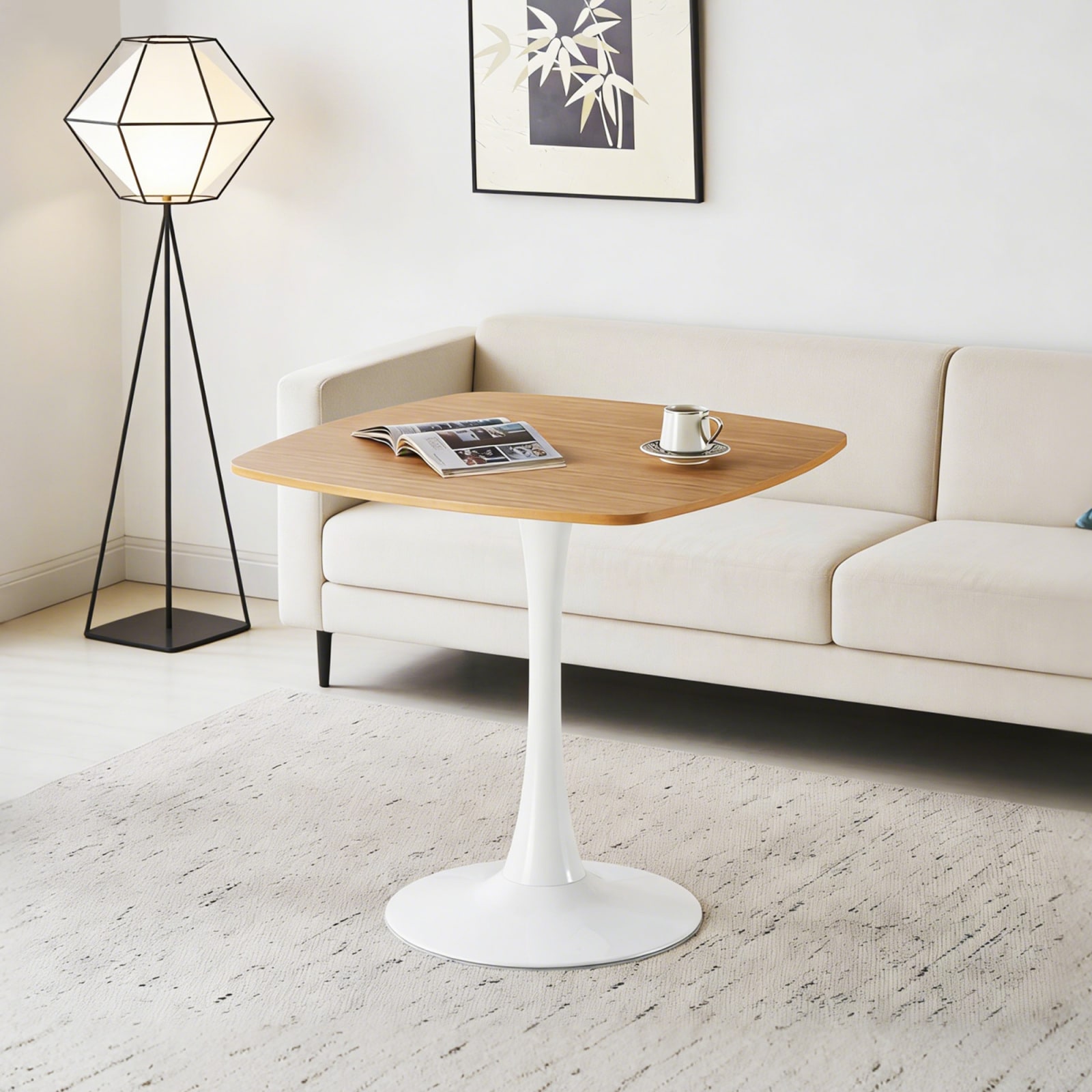 CHITA Mid-Century Modern Square Dining Table with a Pedestal Base for Kitchen Dining Room Casual Meals and Everyday Entertaining
