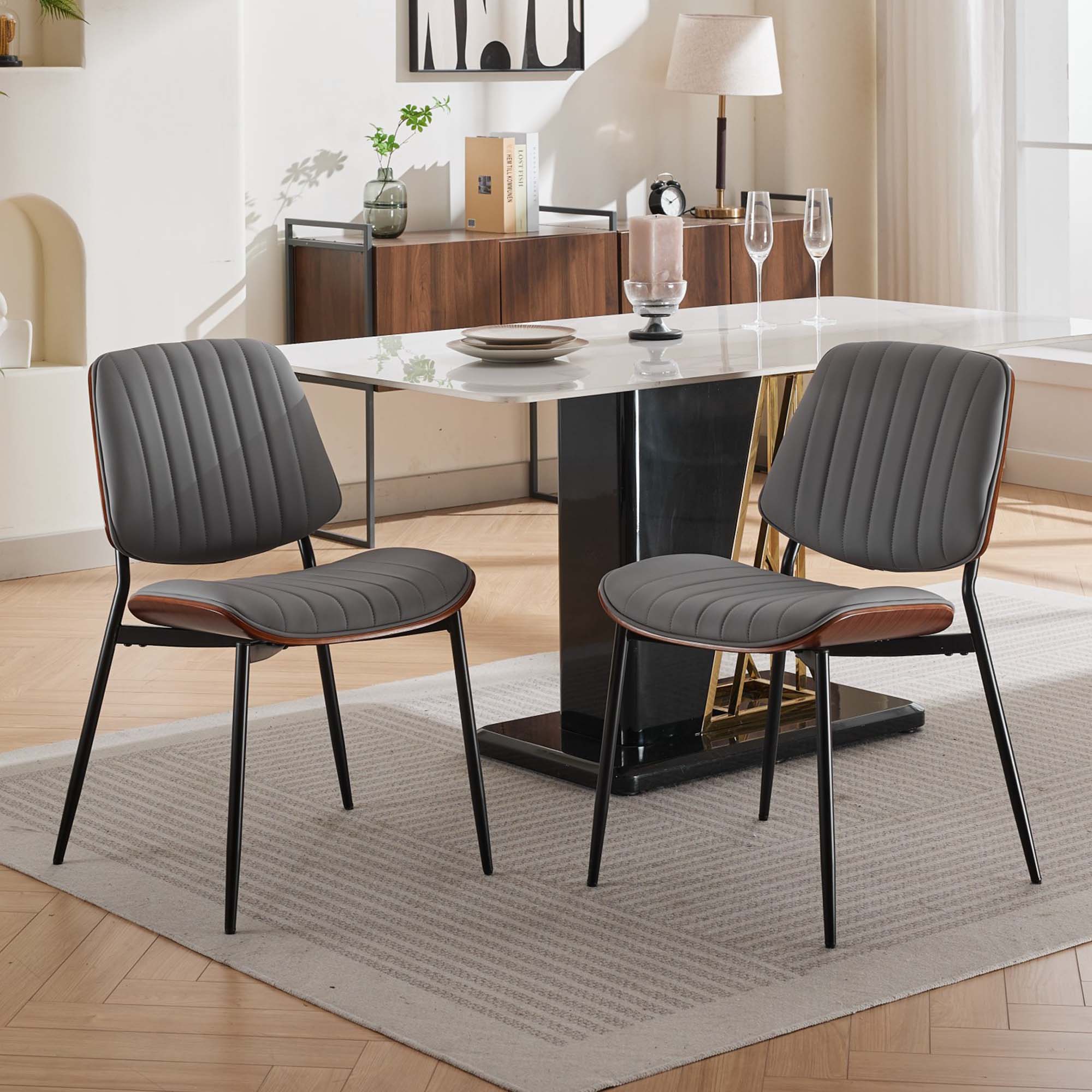 Fun Orange FUN25YZ06 Contemporary/Modern Synthetic Upholstered Dining Side Chair (Metal Frame)