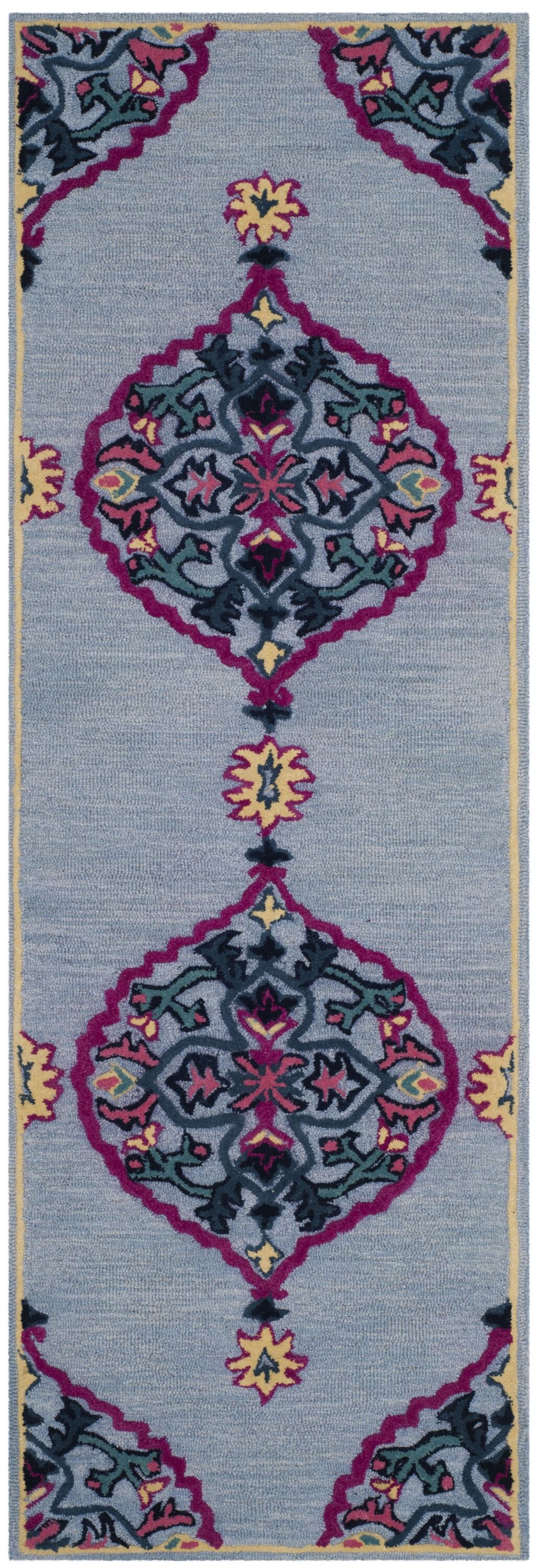 Safavieh Bellagio Nijar 8 x 10 Wool Light Blue Indoor Floral/Botanical  Global Area Rug in the Rugs department at