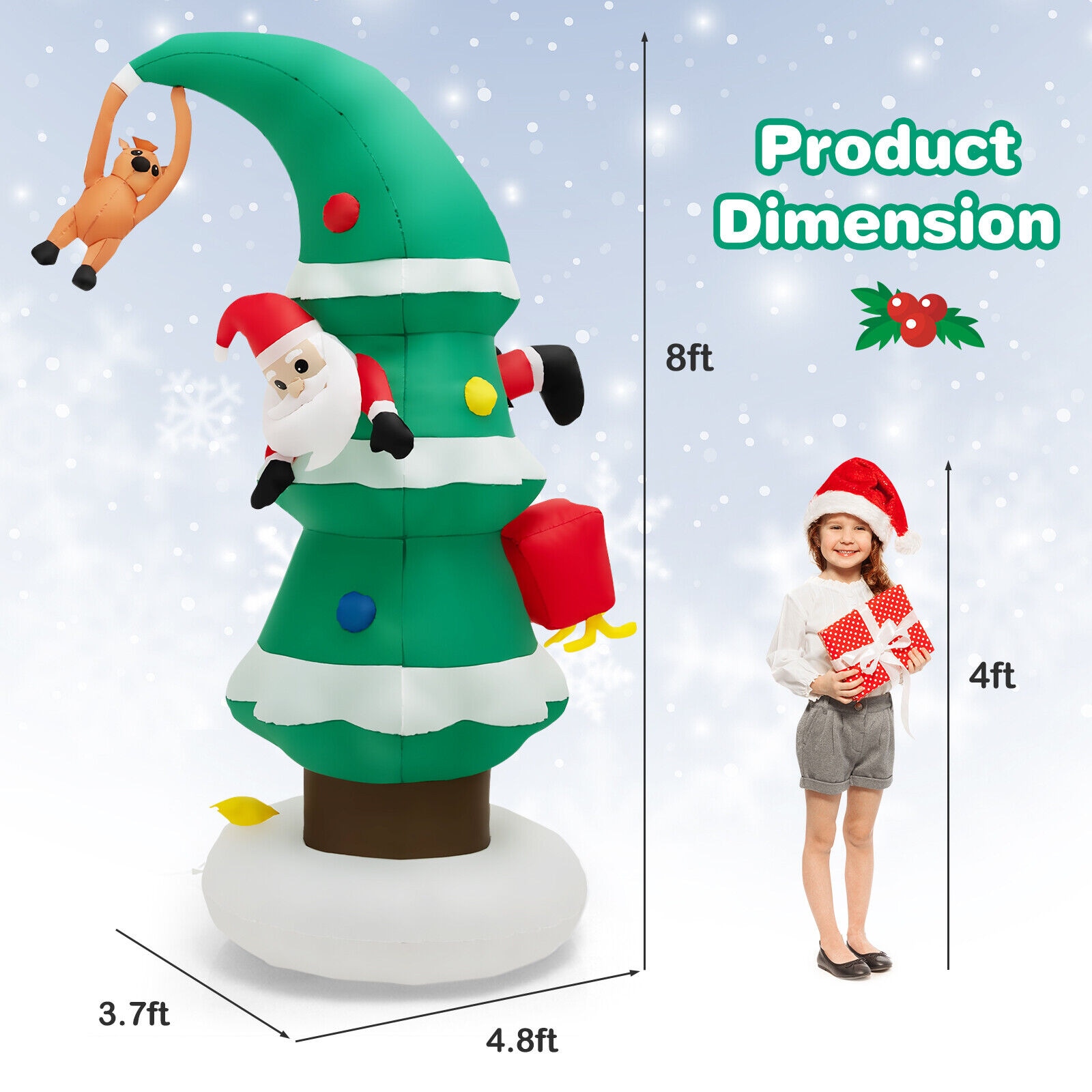 WELLFOR 8ft Lighted Christmas Tree(s) Christmas Inflatable in the