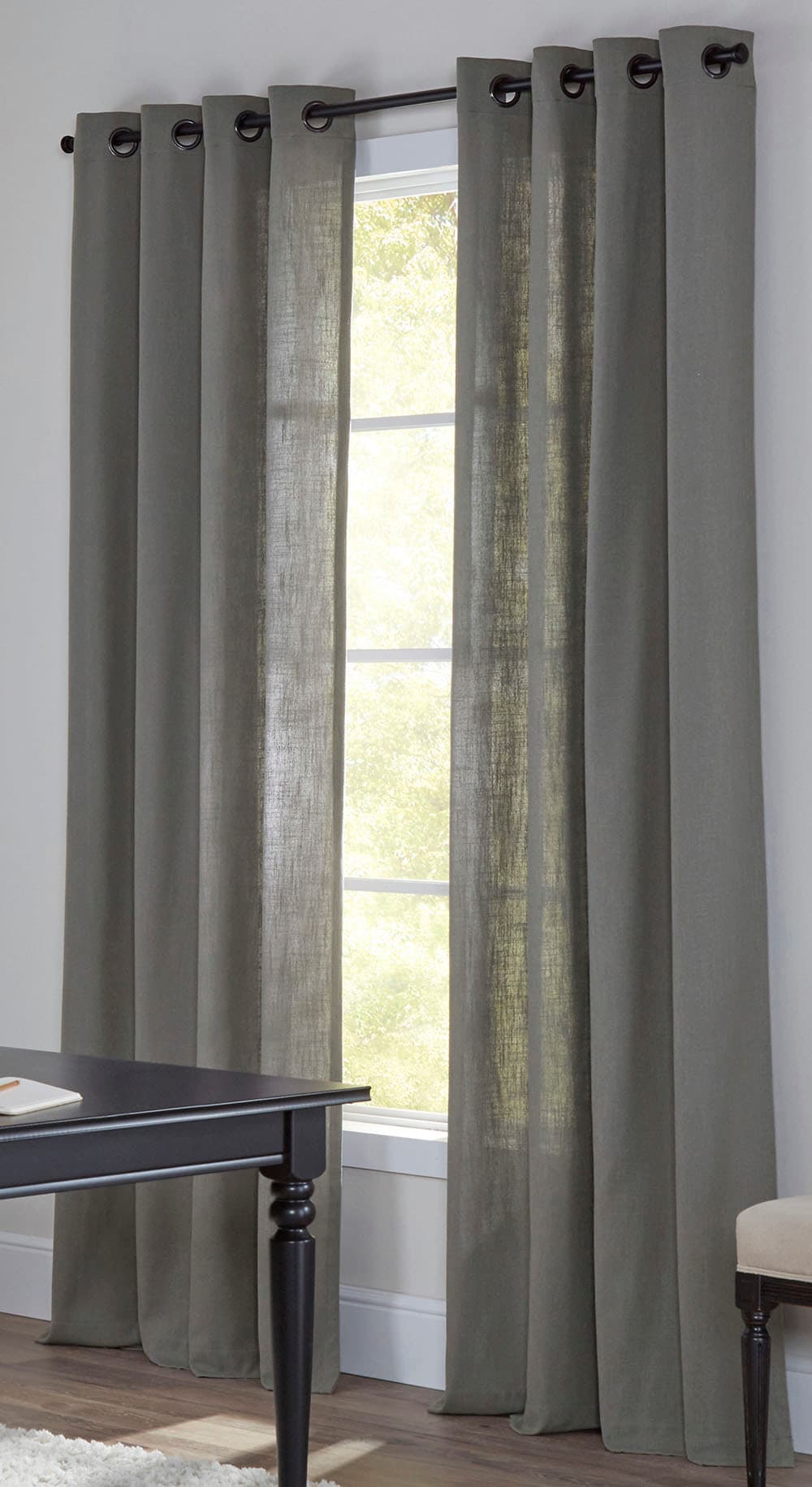 allen + roth X783  .07395ZBG 95.0-in Grey Light filtering Grommet Single curtain panel