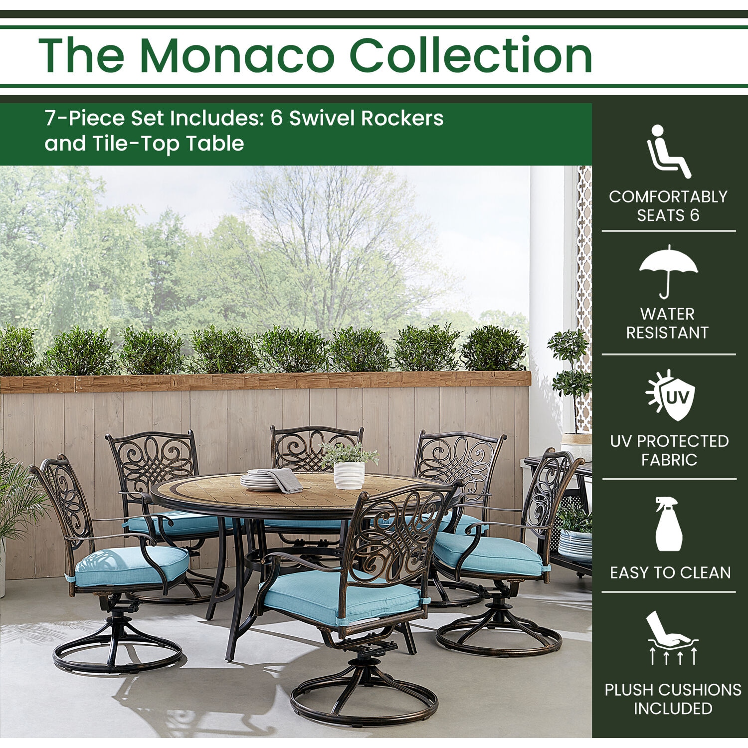 Hanover MONDN7PCSW6RDTLCBLU Patio-Dining-Sets - View #2