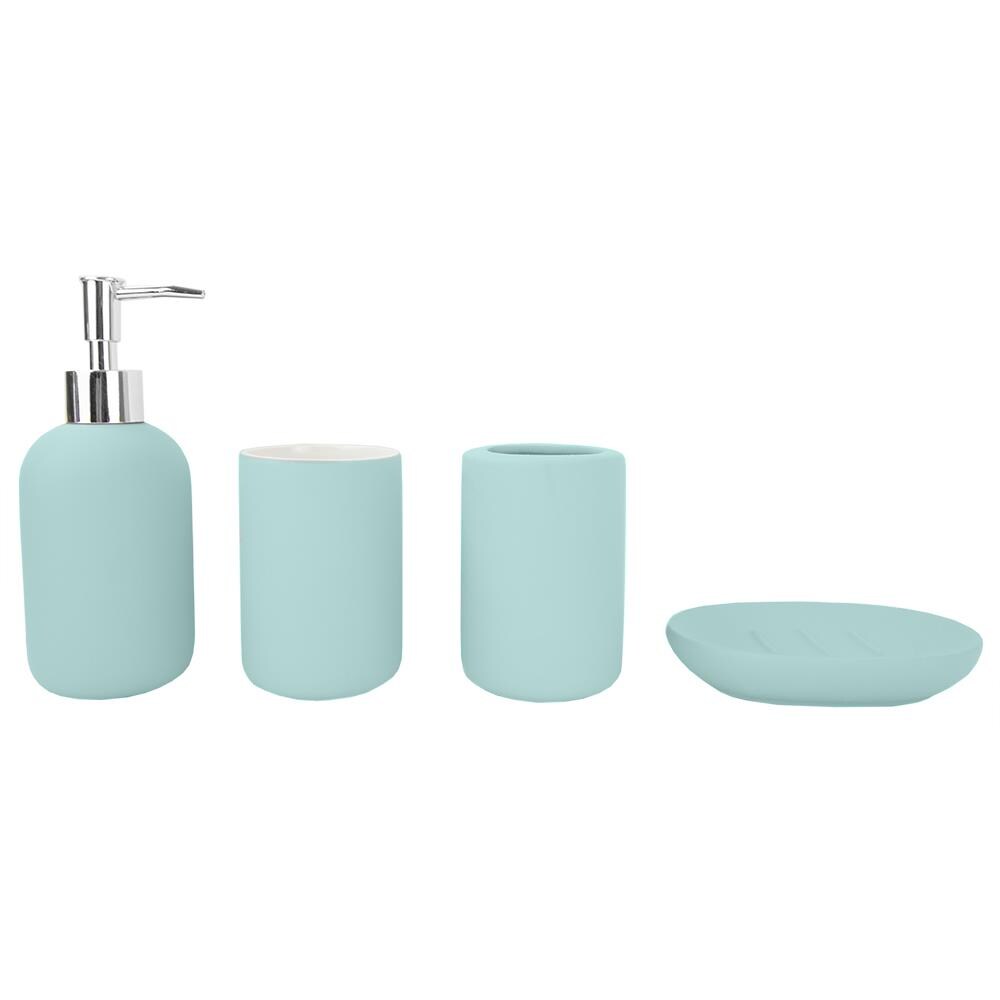 WHOLE HOUSEWARES | Bathroom Accessory Set | Accesorios de Baño | 4-Piece  Decorative Glass Bathroom Accessories Set | Soap Dispenser,Tray