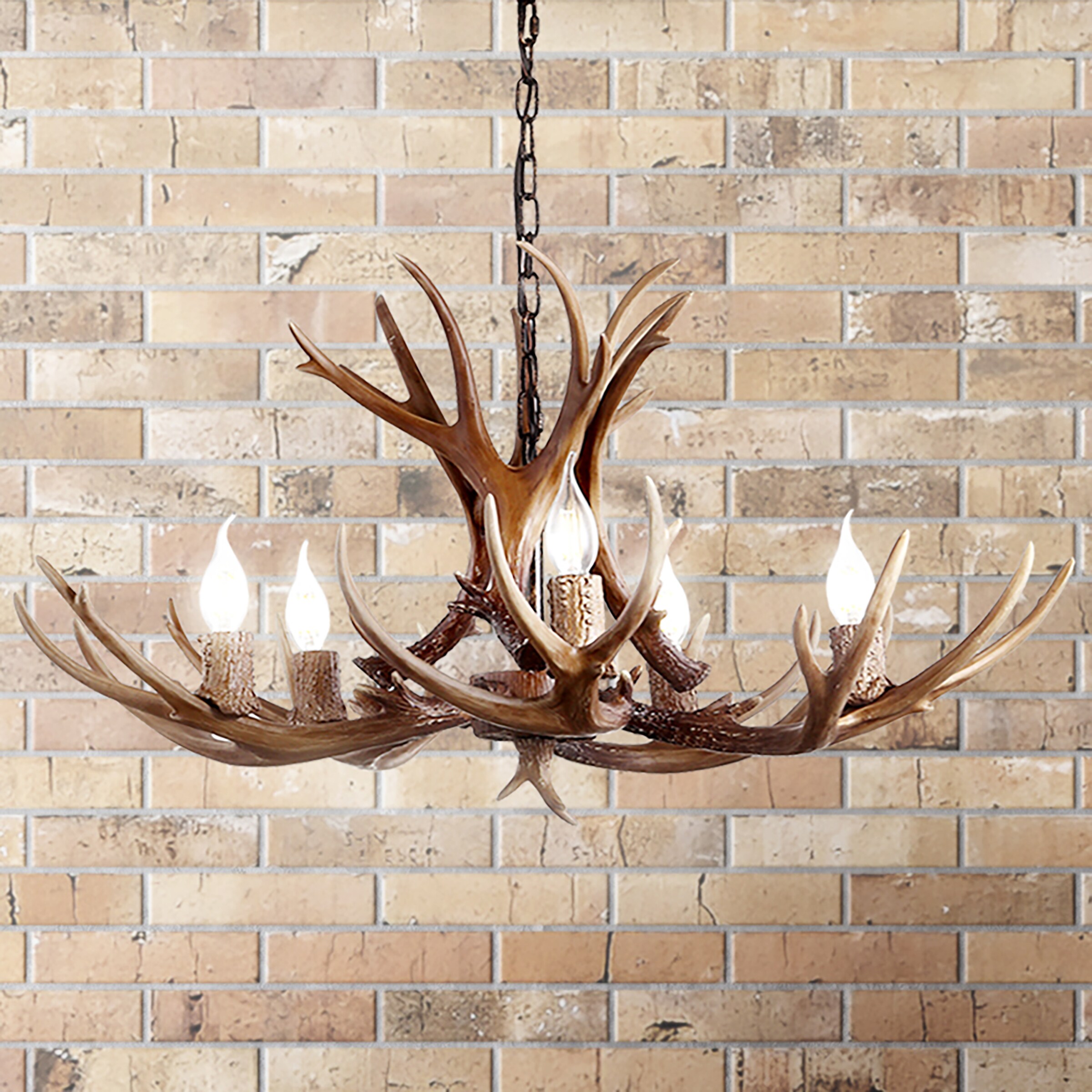 Y Eldora Rustic French country/cottage 5-Light Brown Farmhouse Led; Dry Rated Chandelier in the Chandeliers department at Lowes.com