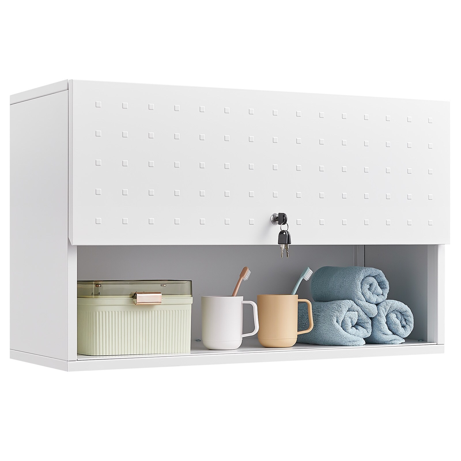 LTMATE LSKJD-ETFD-KFW 31.5-Inches W x 19.7-Inches H Steel Hammered-White Wall-mount Utility Storage Cabinet