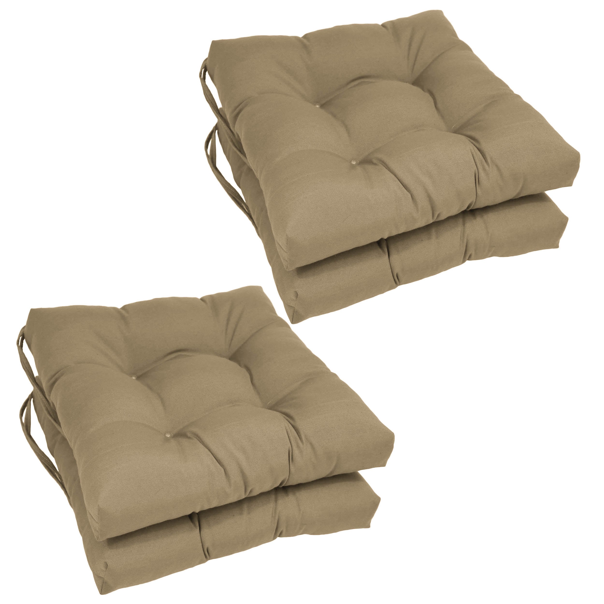 Blazing Needles 916X16SQ-T-4CH-TW-TF Toffee Solid Chair Cushion