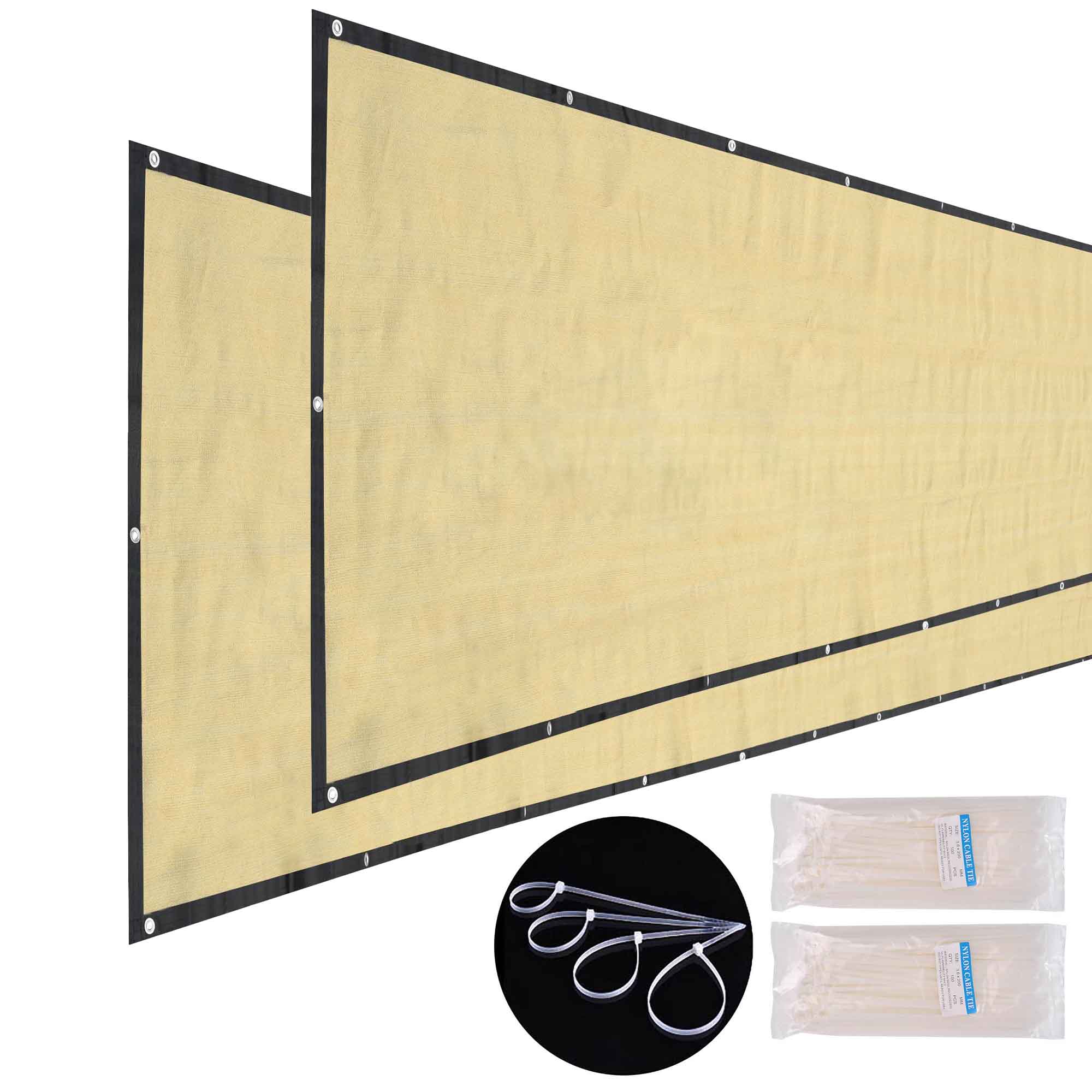 Yescom 37FEN006-25X6-1X2-LO 25x6 Ft Privacy Fence Screen Mesh Windscreen Shade Cover 180gsm New HDPE 2 Pack
