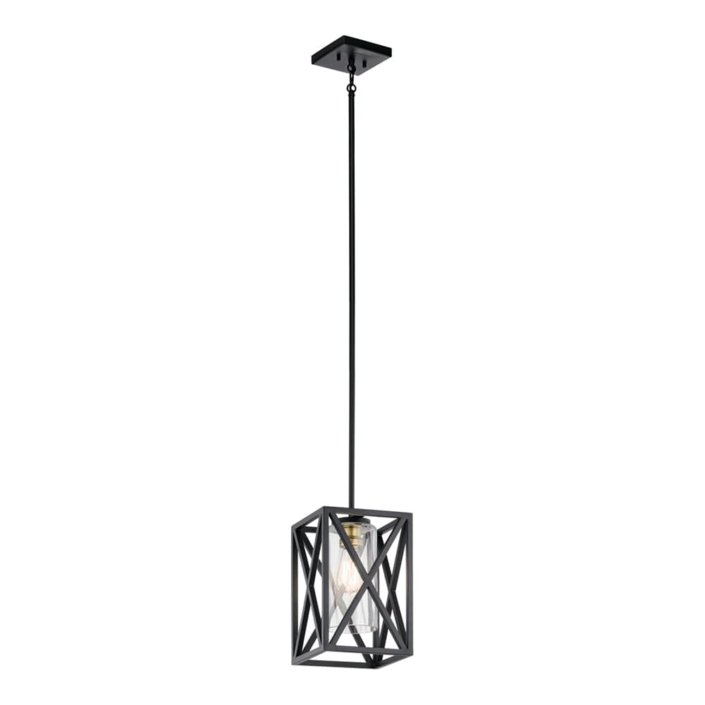 Kichler 44083BK Moorgate 1 -Light Black Modern/contemporary Clear glass Geometric Small Hanging Pendant light