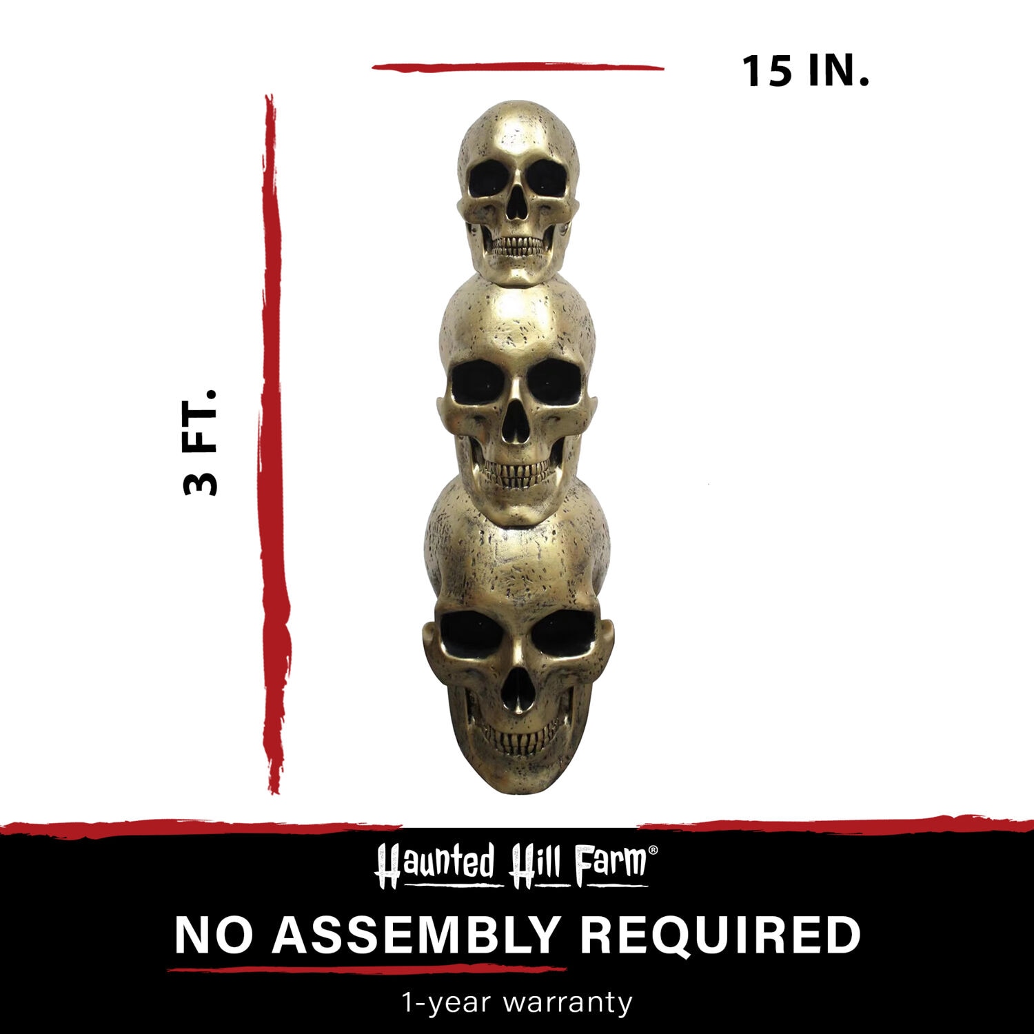 Haunted Hill Farm HHRS036-1SKL-GLD Outdoor-Halloween-Decor - View #5