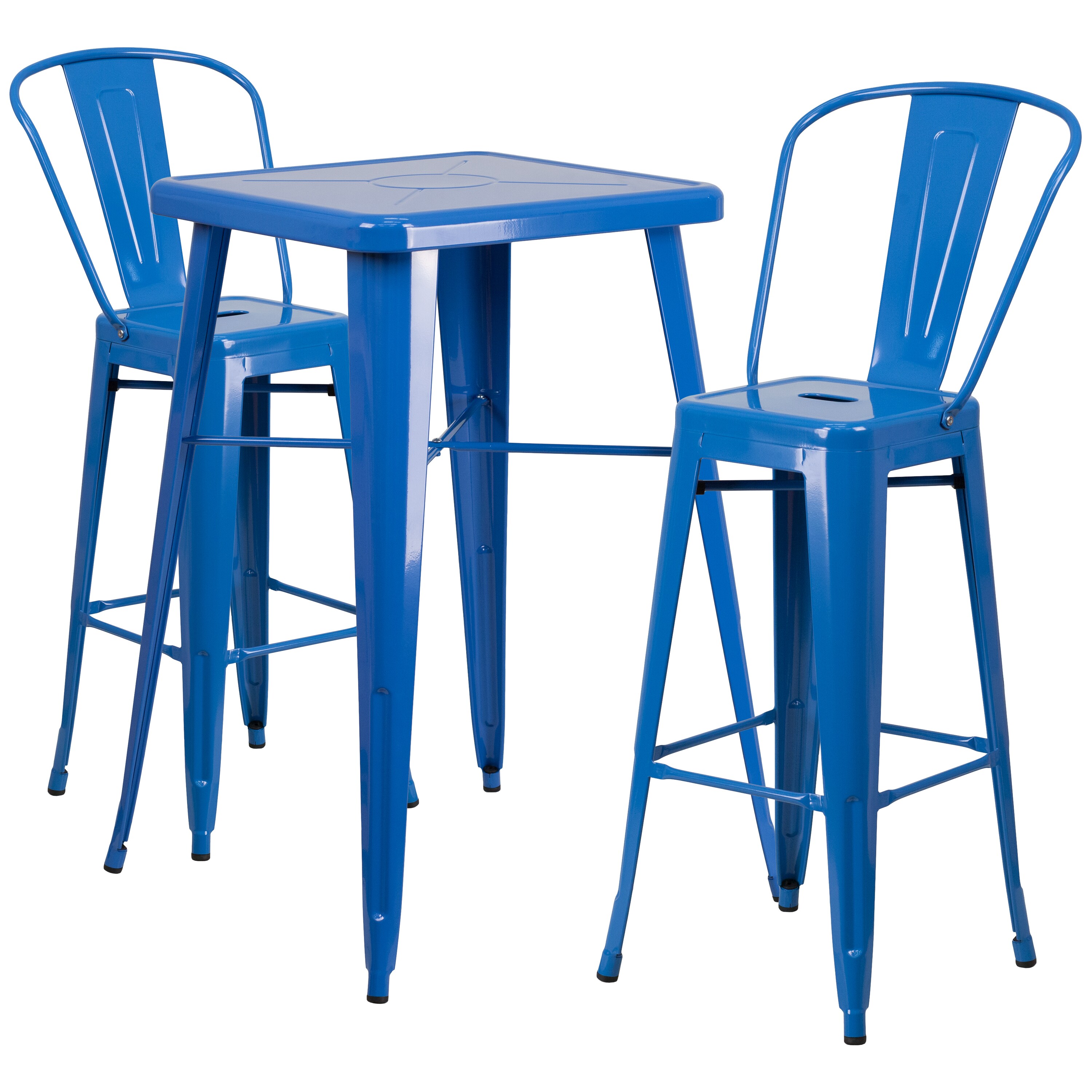 Flash Furniture 889142025580 Blue Contemporary/Modern Dining Room Set with Square Table (Seats 2)