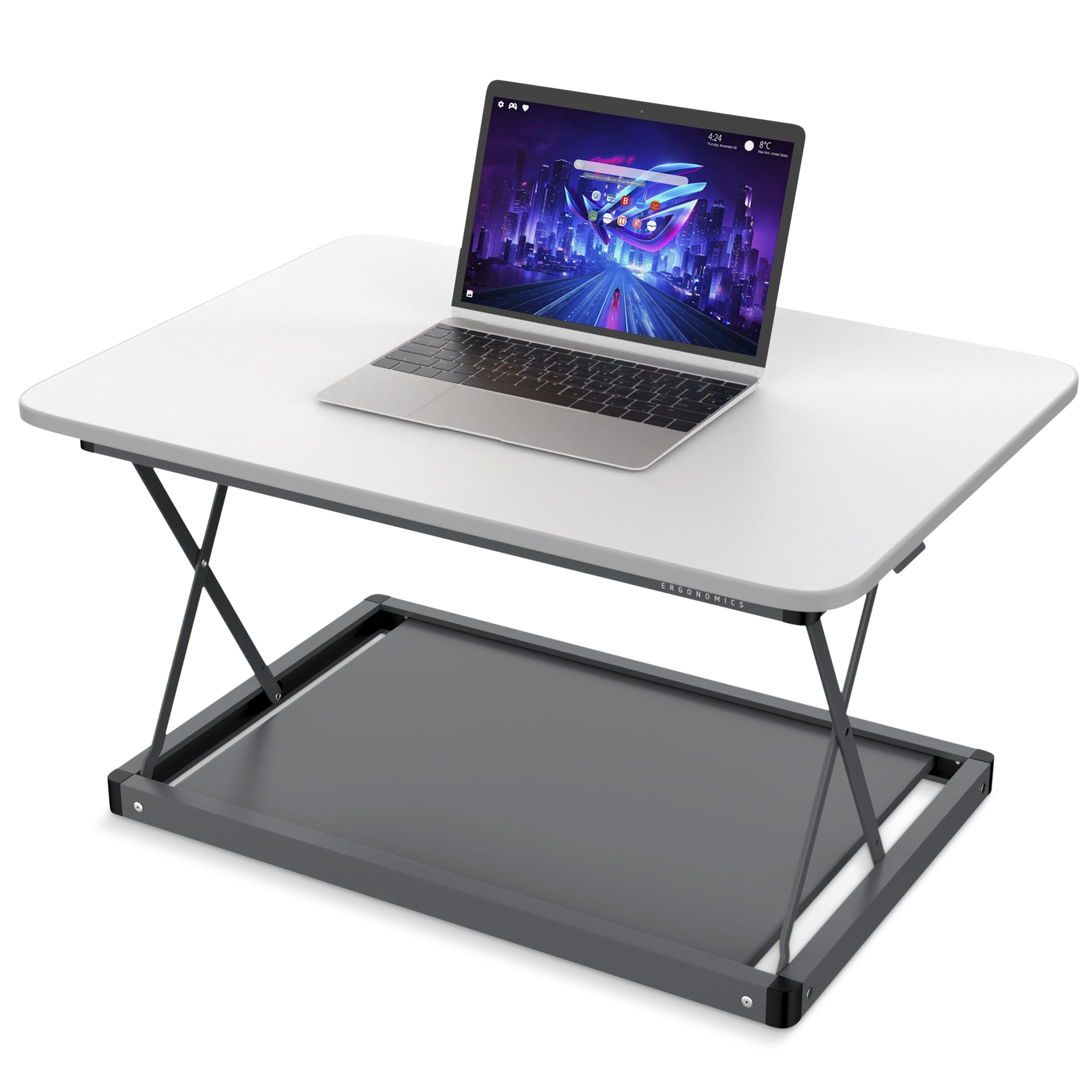 Elevate 27.5" White Steel Adjustable Standing Desk Converter