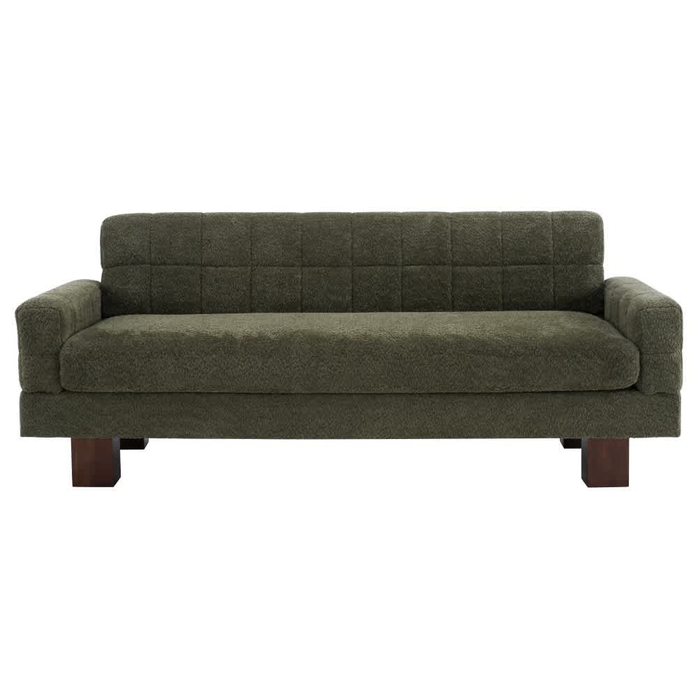 Coolbibila 74 in Modern Green Boucle Loveseat Sofa Biscuit Tufted Back Square Arms 2 Seat