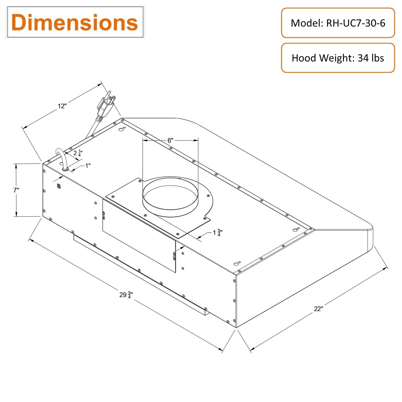Awoco RH-UC7-30-6 Undercabinet-Range-Hoods - View #7