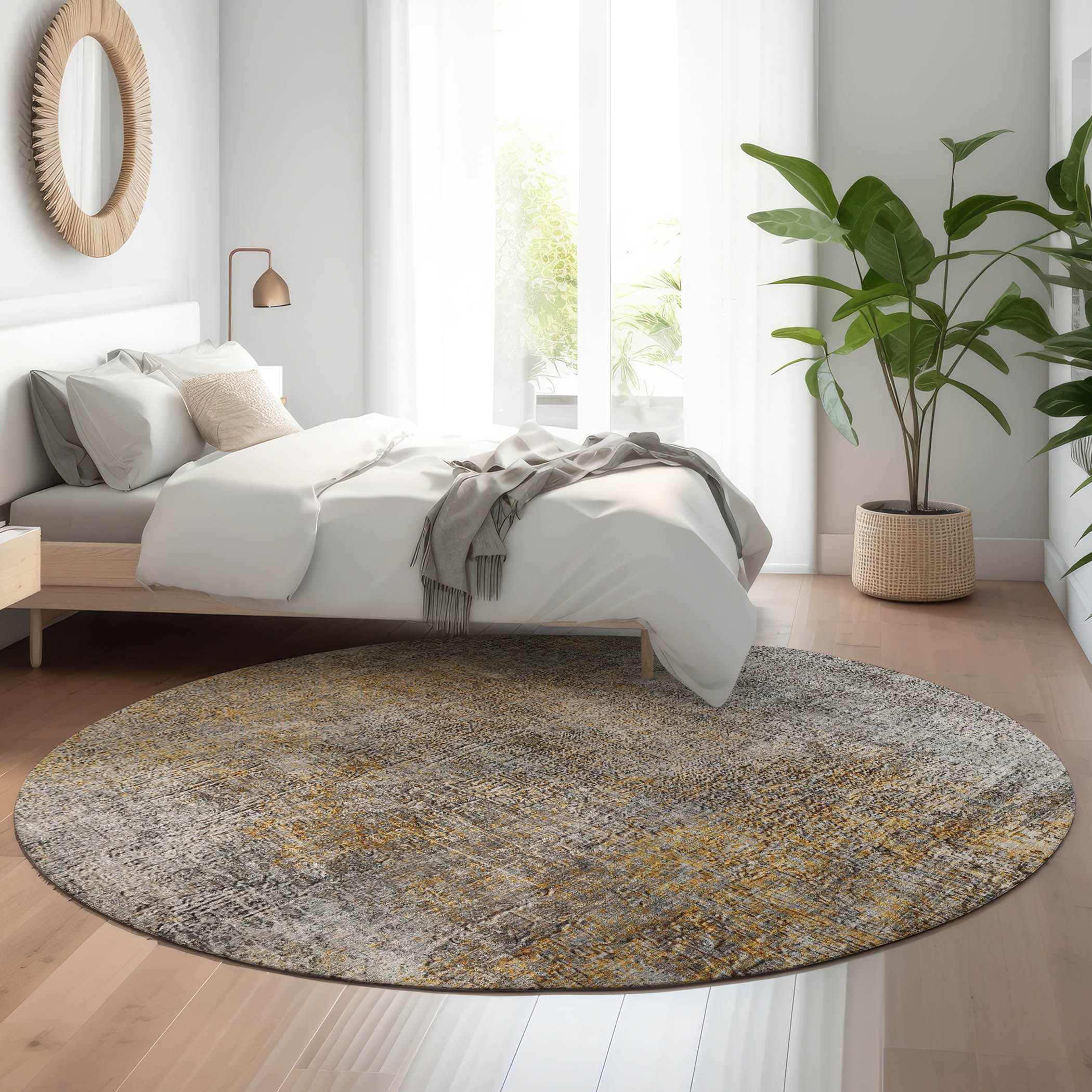 Addison Rugs AMF593GY8RO Mayfield AMF593GY 8 x 8 (ft) Loomed Polyester Gray Round Indoor Geometric Machine washable Area rug