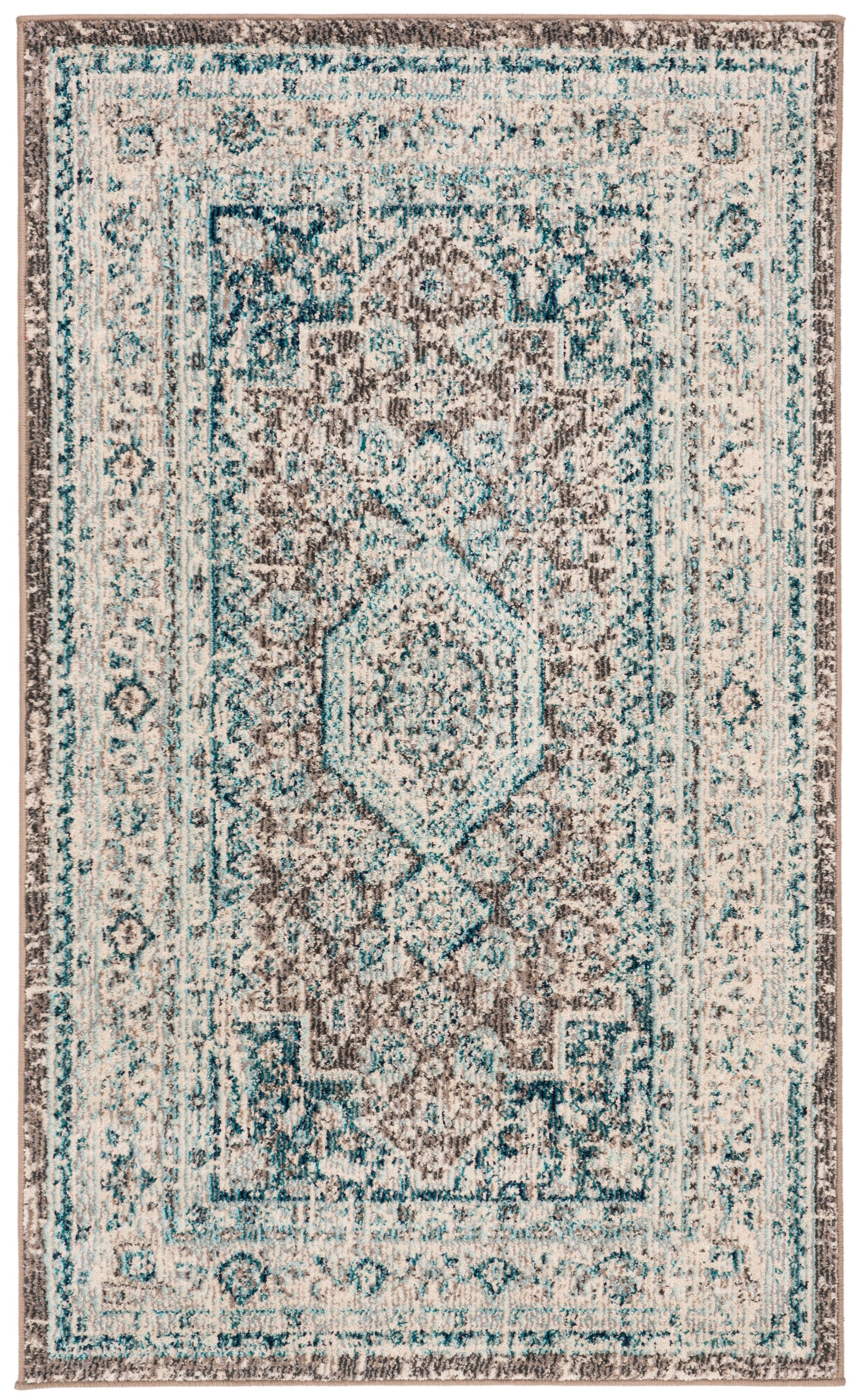 Safavieh Phoenix Nuri 3 x 5 Gray/Blue Indoor Abstract Vintage Throw Rug