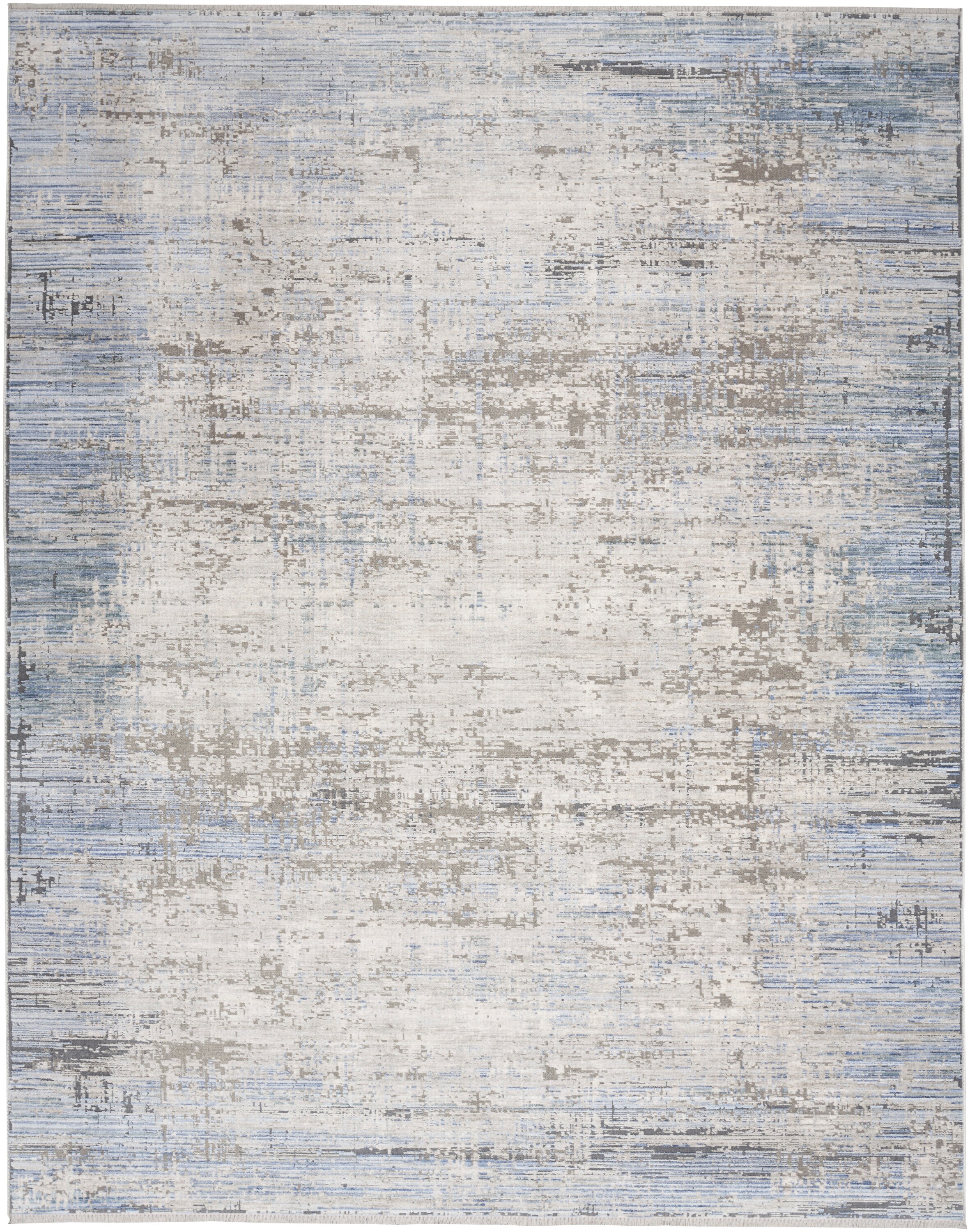 Blue and Gray Abstract 8' x 10' Stain-Resistant Synthetic Rug