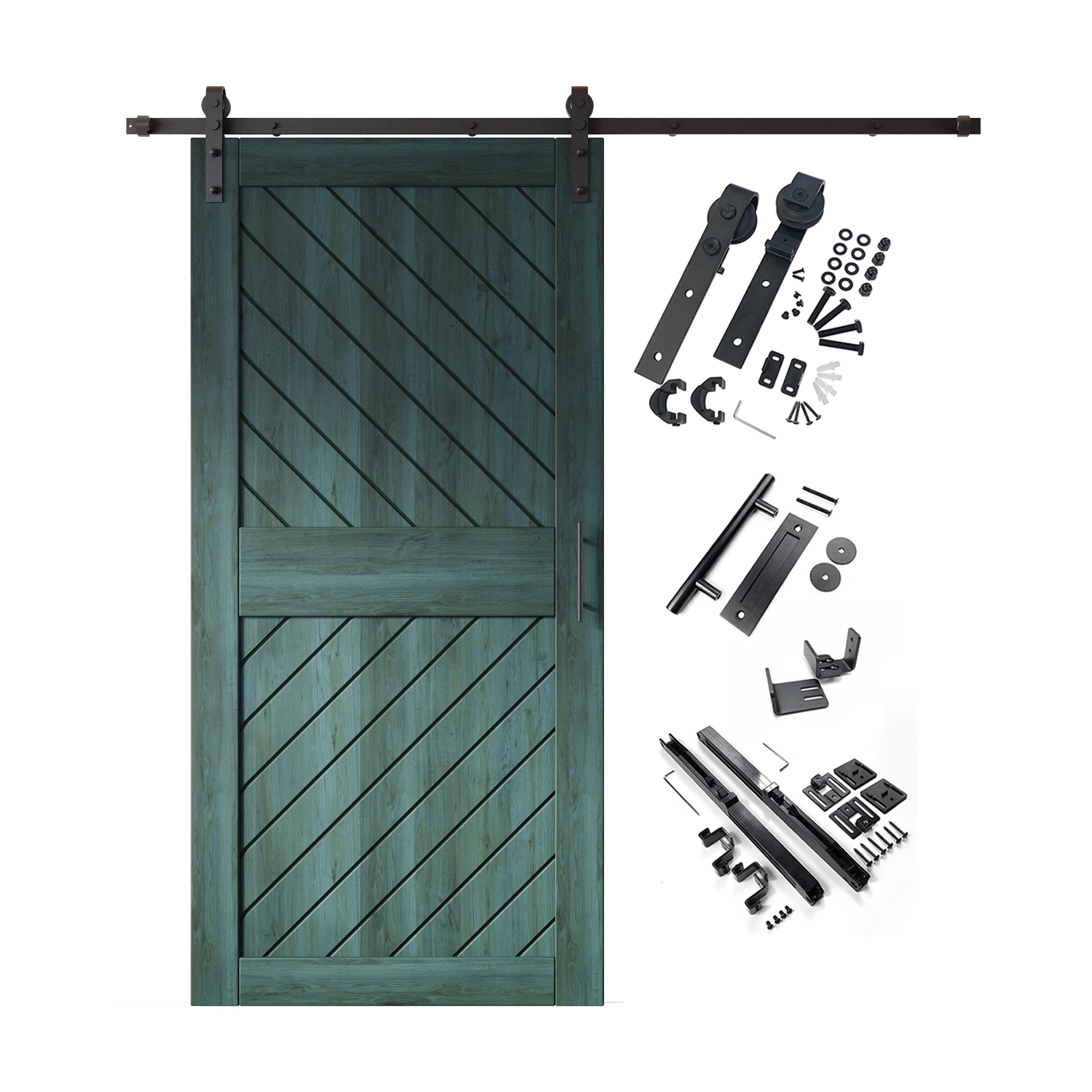 HOMACER YT1H066C-XT4-3284-RP 32-in x 84-in Royal Pine Prefinished Non-standard Pine Wood Solid core Single Barn Door (Hardware Included)