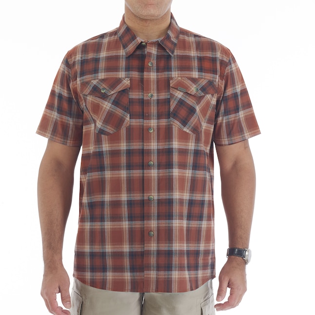 Smith's Workwear Men's Knit Short Sleeve Checked Button-down Shirt ...