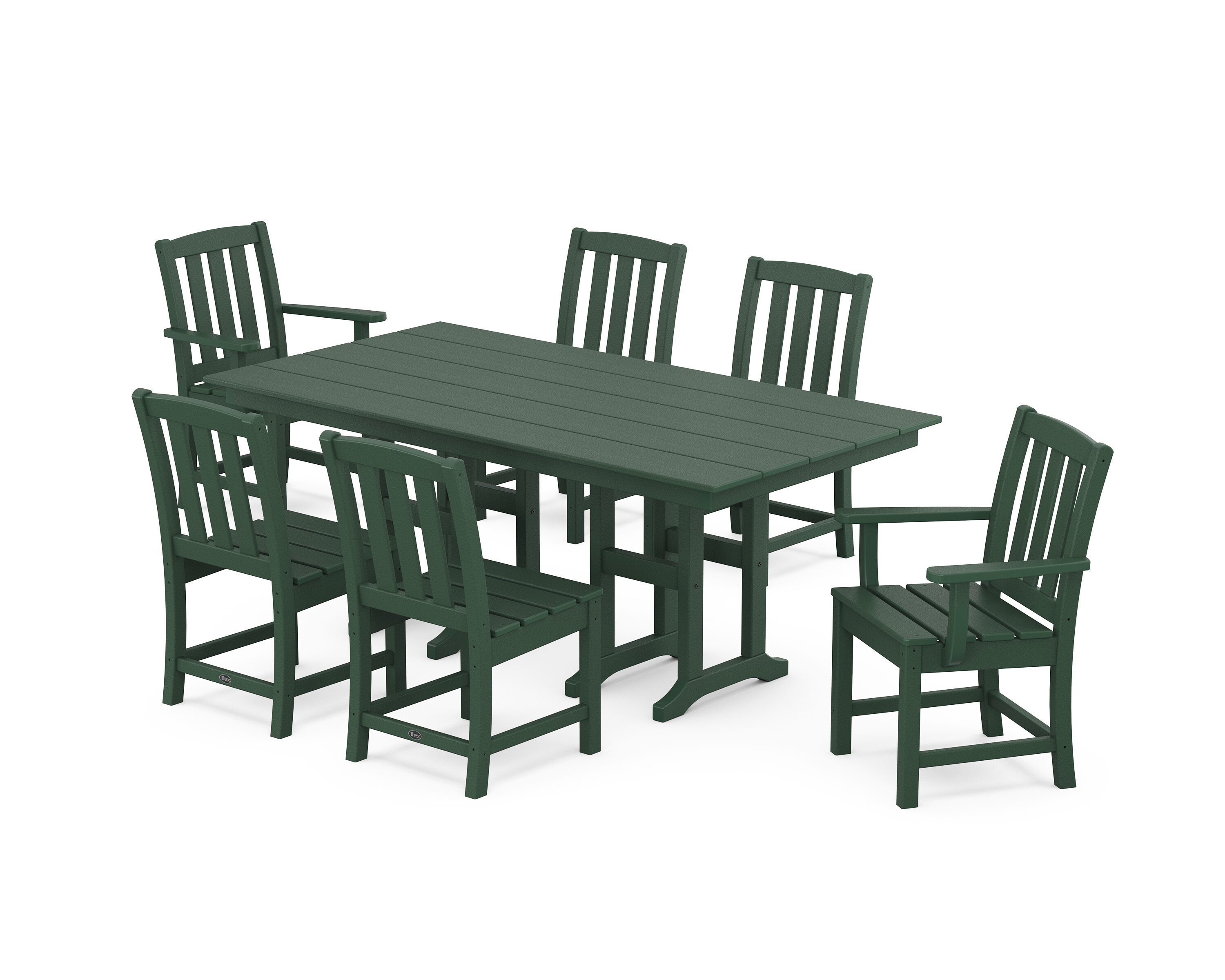 Cape Cod 7-Piece Gray Patio Dining Set Plastic Rectangle Table with 6 Stationary Chairs | - Trex Outdoor Furniture TXS2025-1-RC