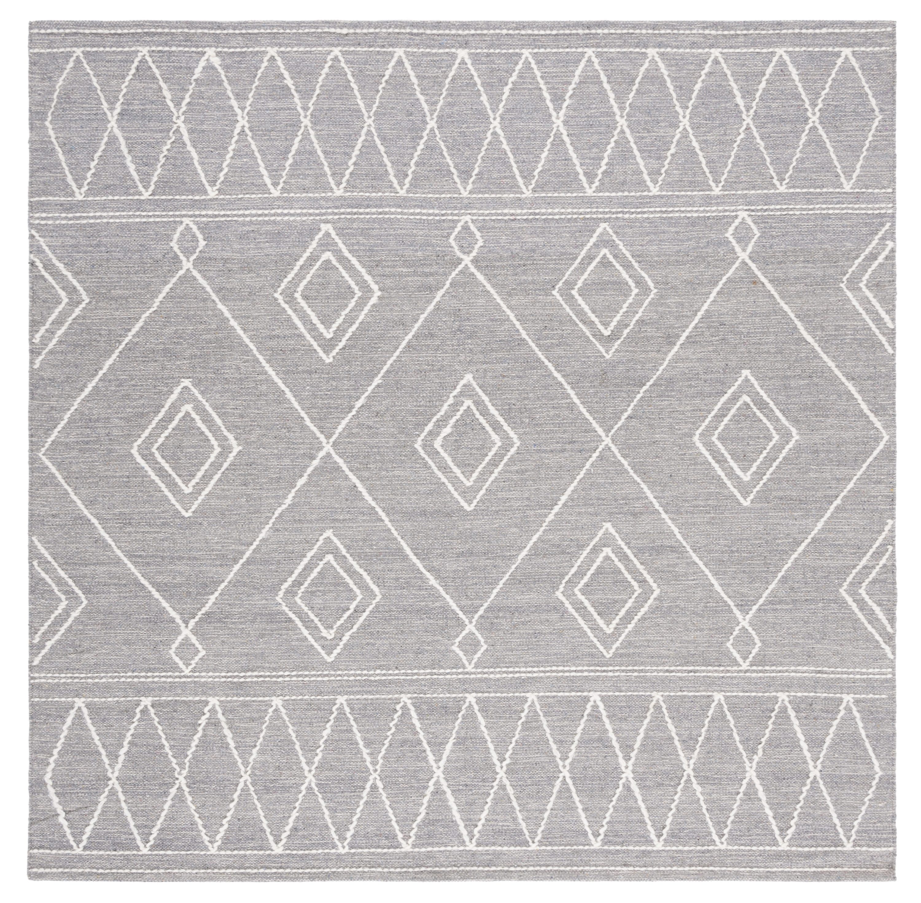 Safavieh KLM852F-6SQ Kilim Koushi 6 x 6 (ft) Cotton Gray/Ivory Square Indoor Tribal Global Area rug