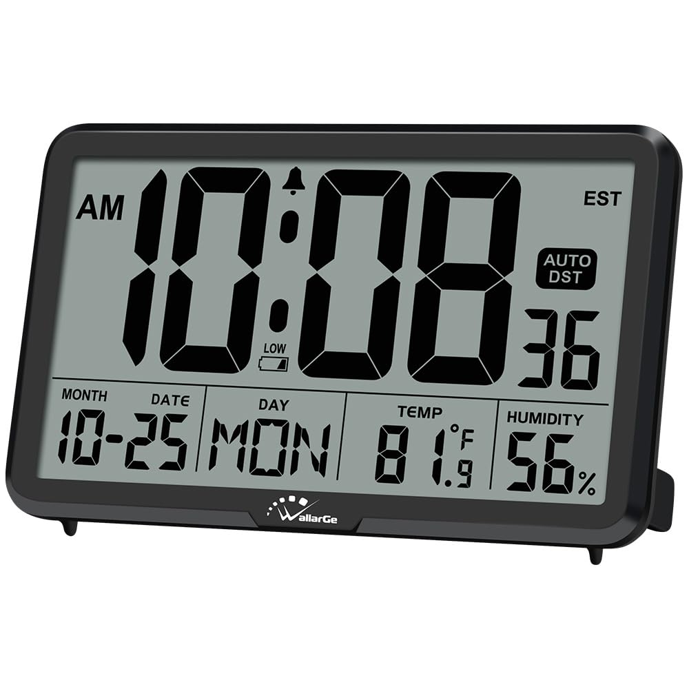 インテリア時計 onulife Temperature and humidity clock Aoibox Auto Set Digital Wall Clock with Temperature Humidity and