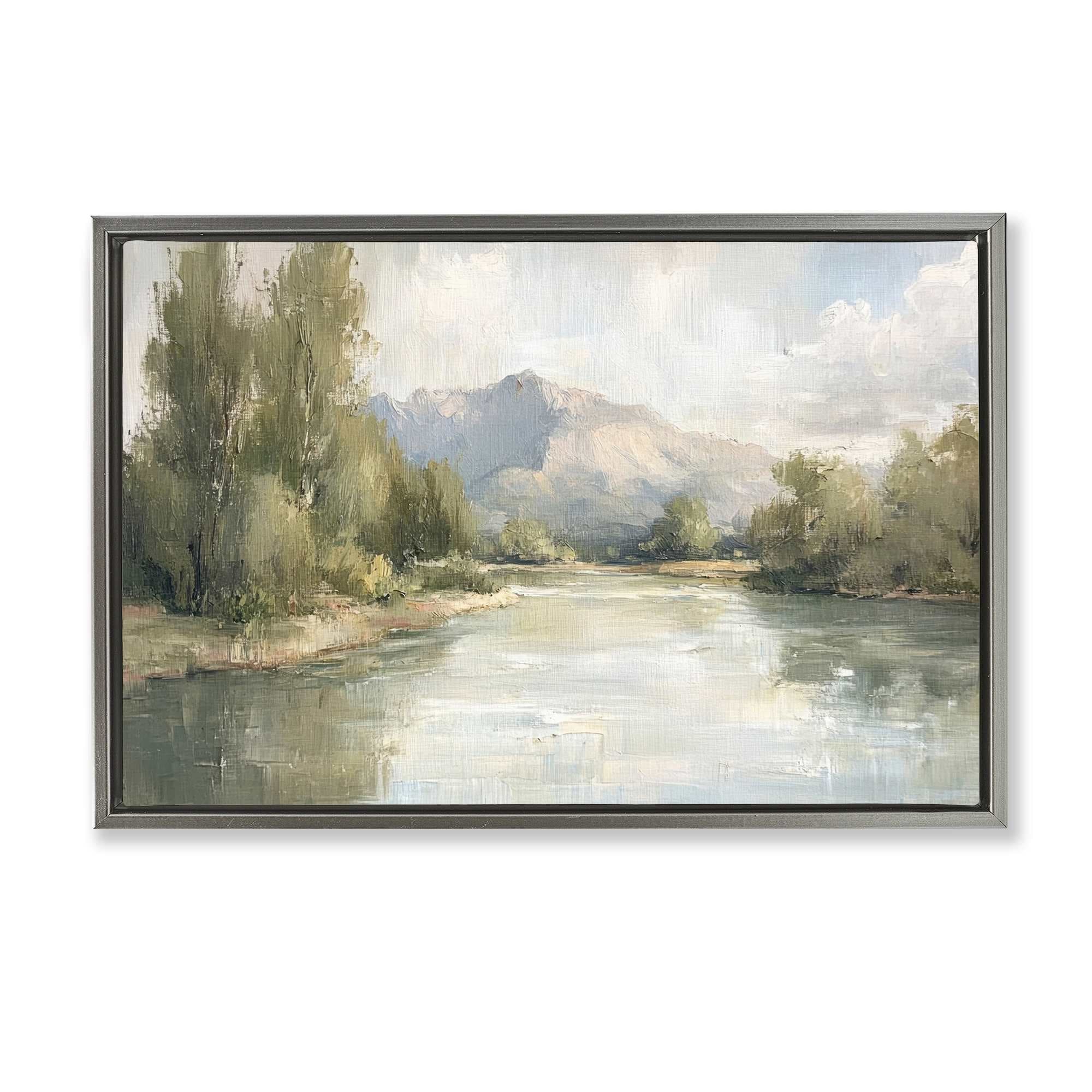 Stupell Industries BT-826-FFL-16X24 Where The River Goes Gray Framed Floater Canvas Wall Art By Petal Prints Design 25 x 17