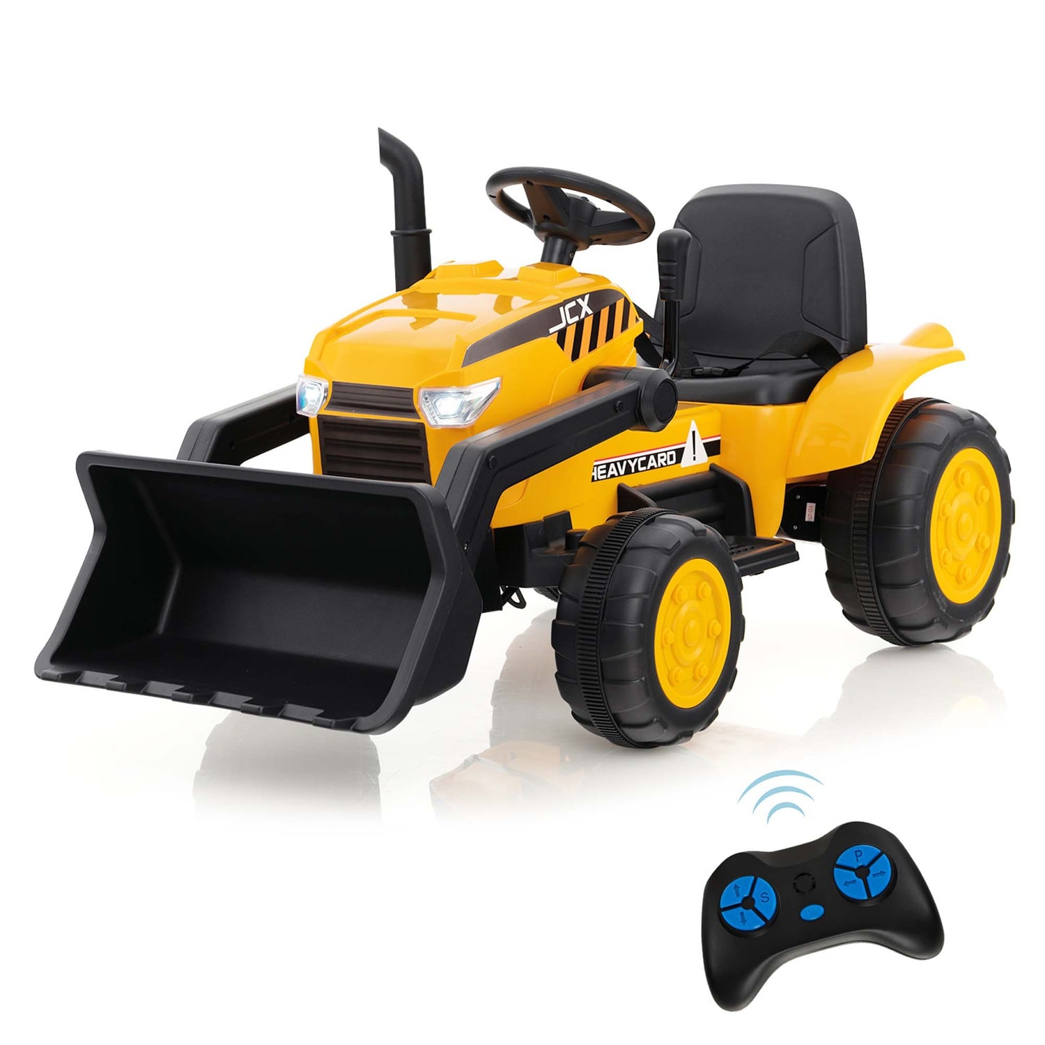 Costway CSHY000526 12V Kids Ride On Excavator Digger Electric Bulldozer Tractor RC with Light and Music