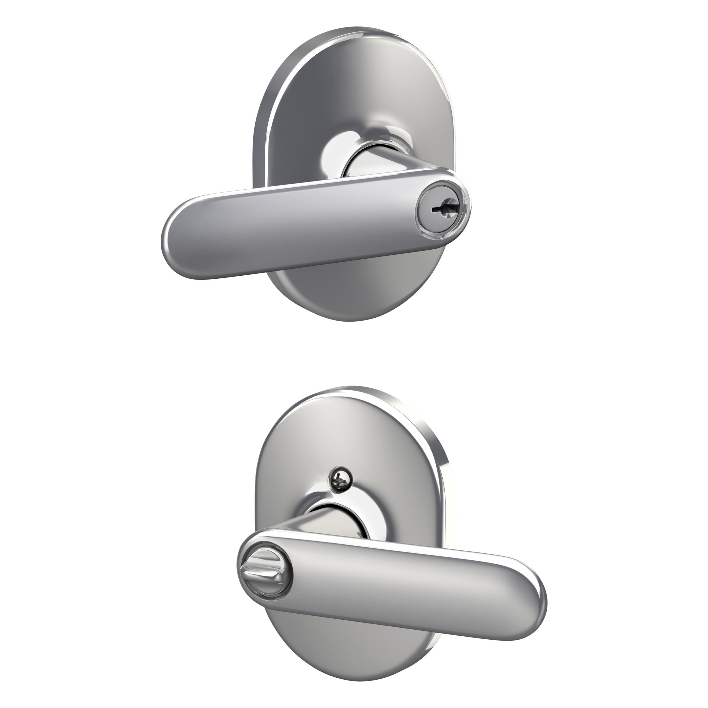 Schlage F51A DAV 625 RMN Davlin-Remsen Bright Chrome Interior Keyed entry Door Handle