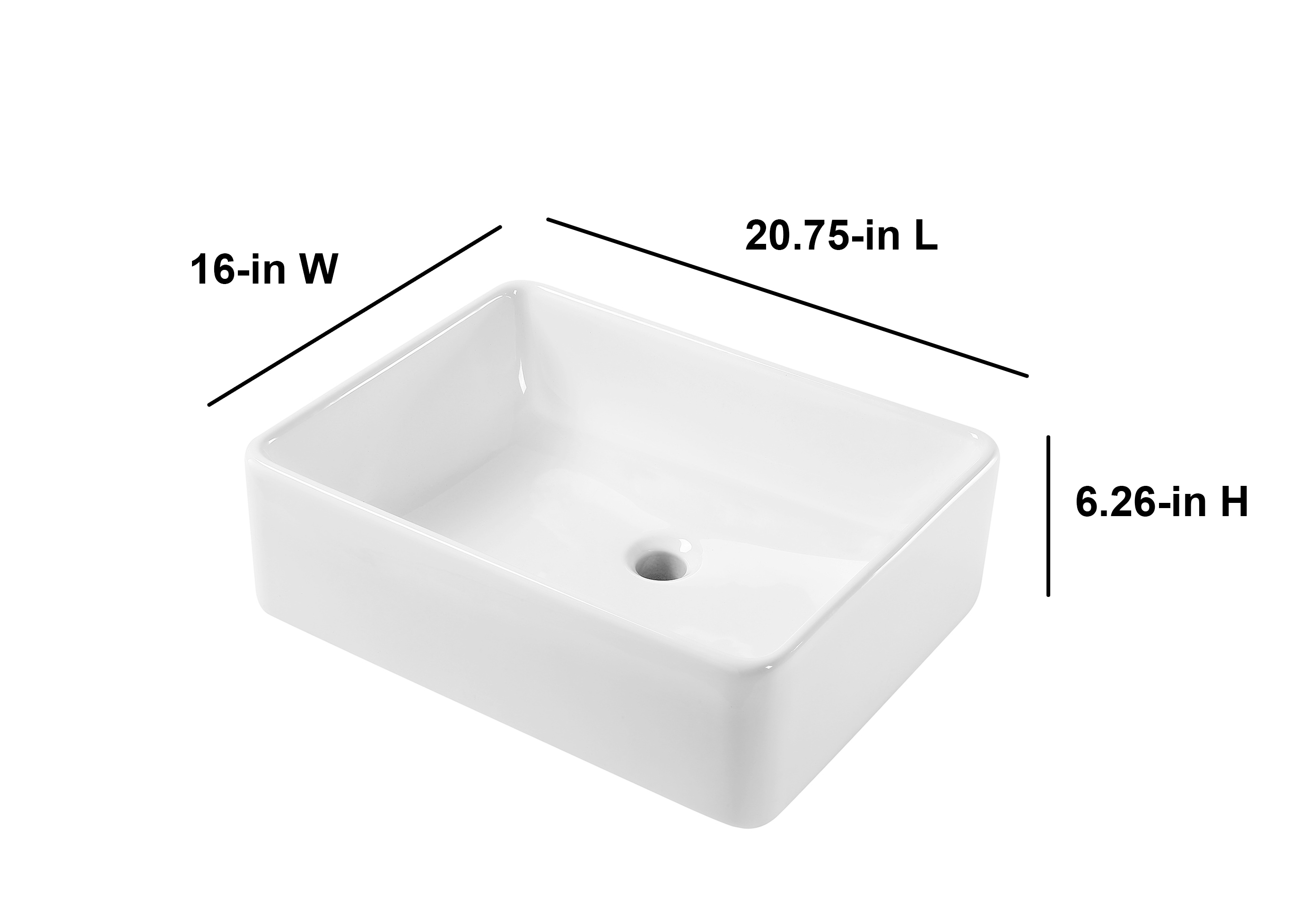 allen + roth Vitreous China Vessel Rectangular Farmhouse White Bathroom ...