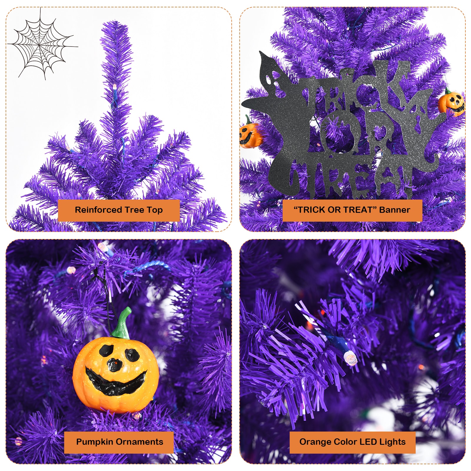 WELLFOR 6-ft Pine Pre-lit Purple Artificial Christmas Tree with LED Lights  in the Artificial Christmas Trees department at