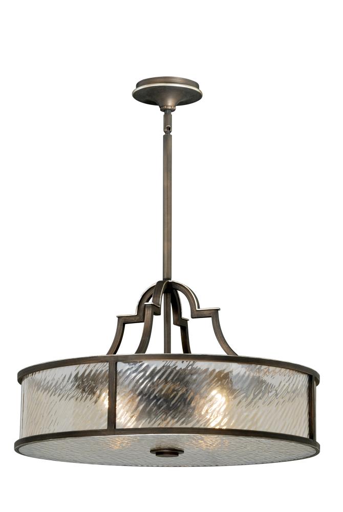 Cascadia Simone 4 Light Venetian Bronze Traditional Ribbed Glass Drum Pendant Light At