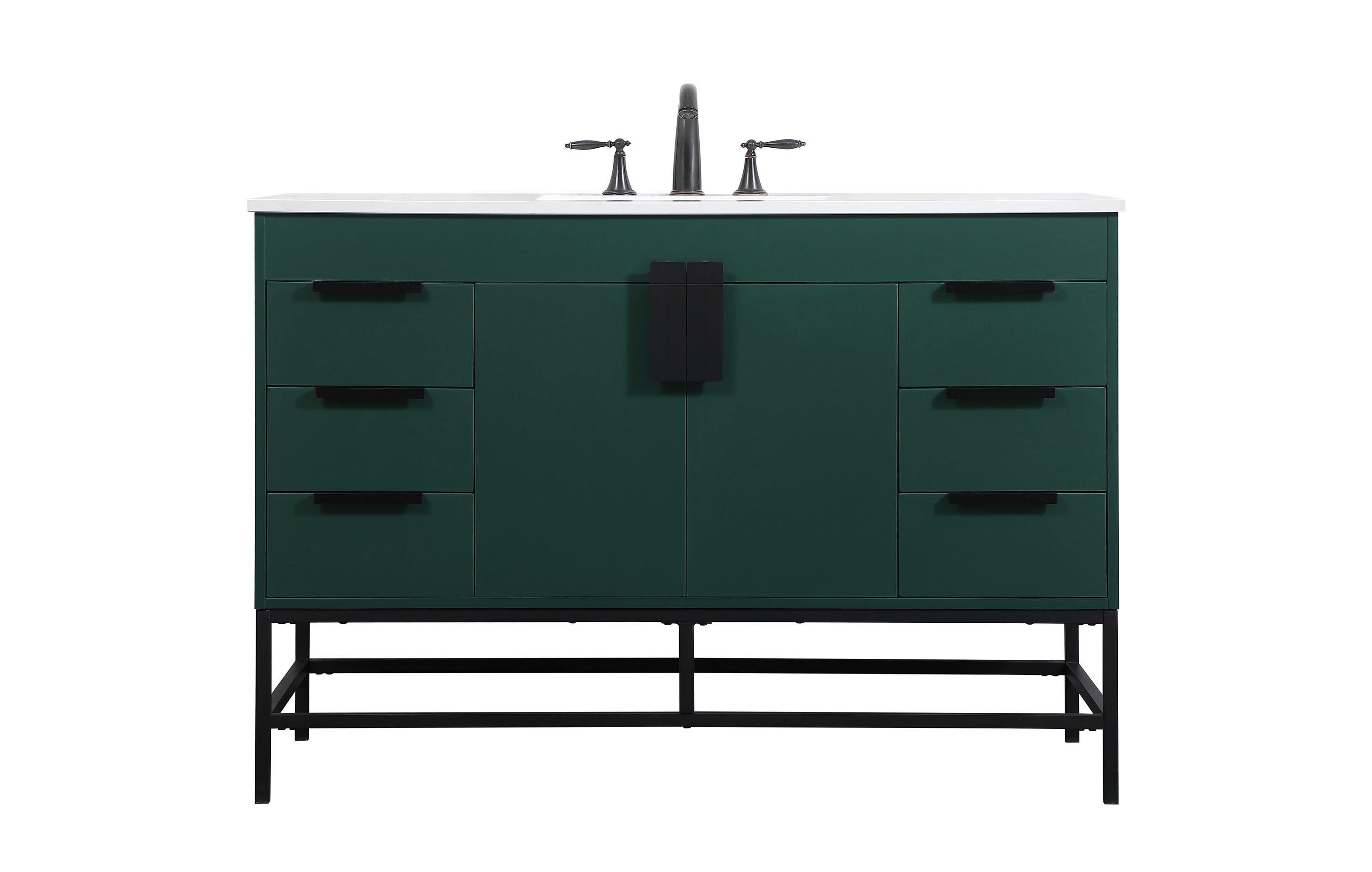 Elegant Decor HF1464W48MGN Home Furnishing 48-in Green Undermount Single sink Bathroom Vanity with Ivory White Engineered marble Top