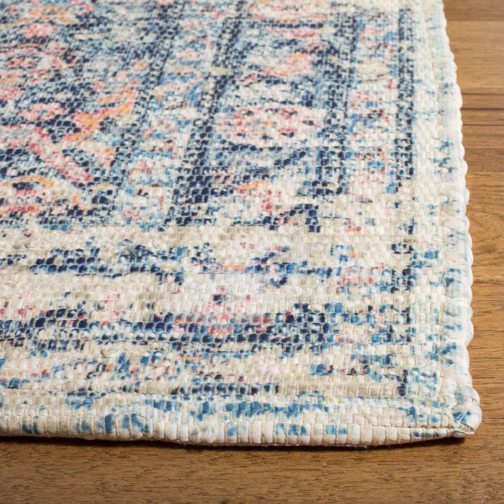 Saffron Blue Turquoise Hand Loomed Cotton Area Rug