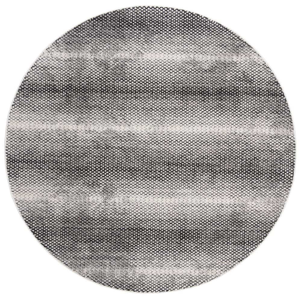 Safavieh LUR186Z-7R Lurex Charis 7 x 7 (ft) Loomed Synthetic Black/Ivory Round Indoor Stripe Industrial Area rug