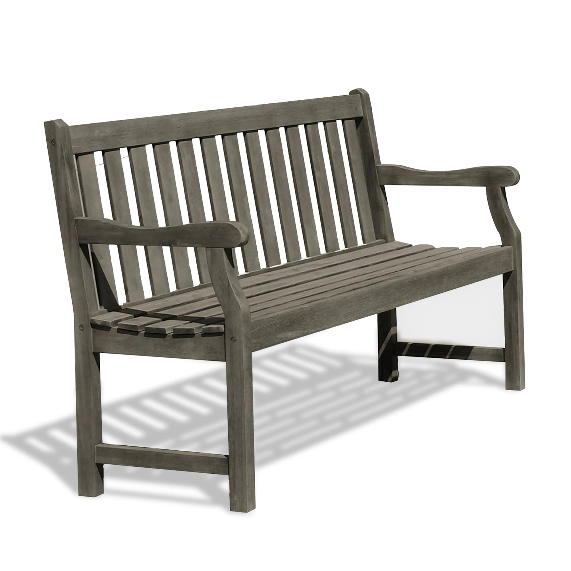 AZEN M1620 Renaissance 57-Inches W x 35-Inches H Gray Acacia Garden Bench