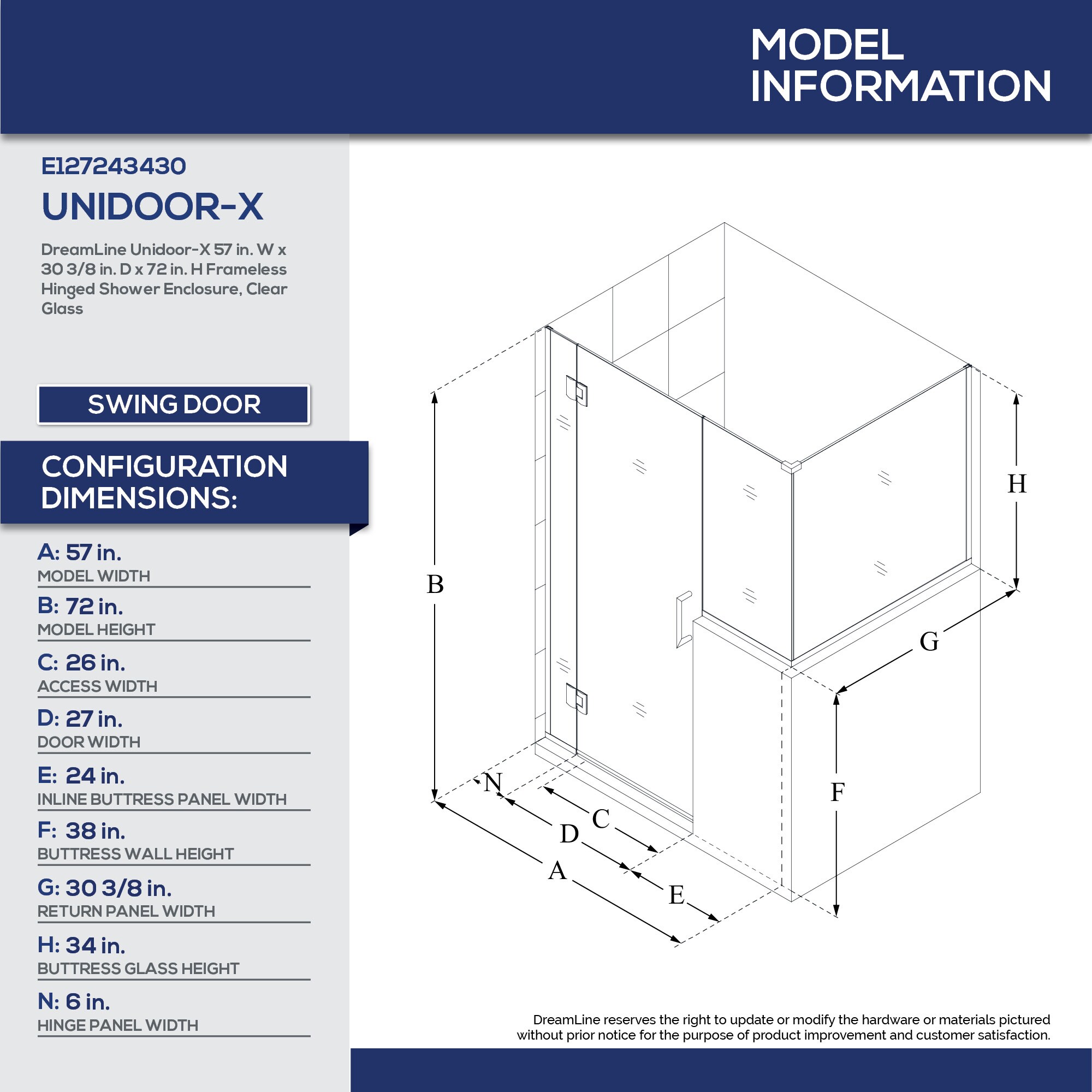 DreamLine E127243430-01 Shower-Doors - View #8